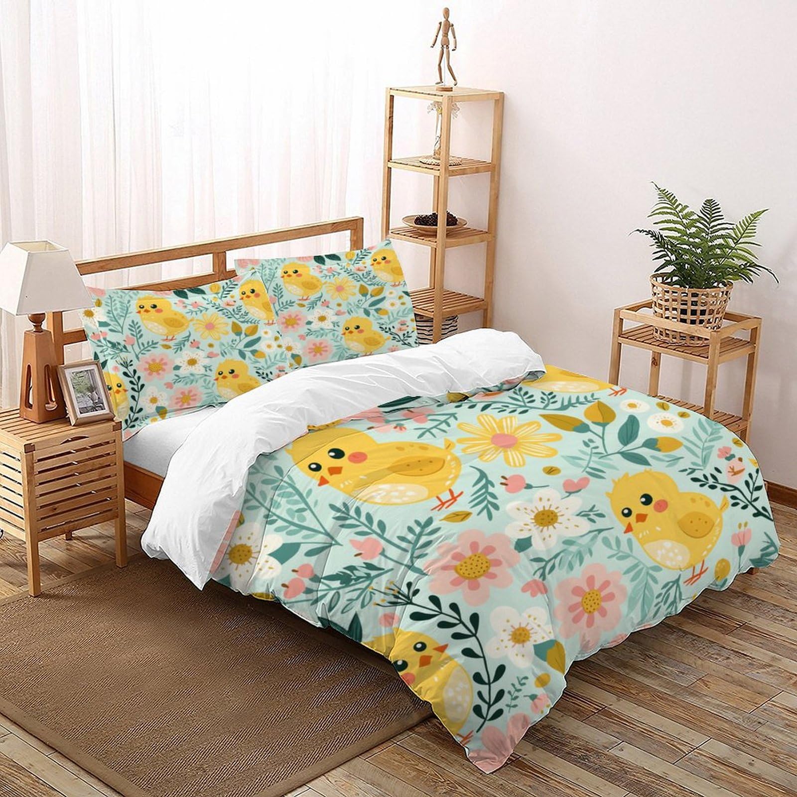 Housse de couette lion fermeture éclair litière microfibre anti-plis