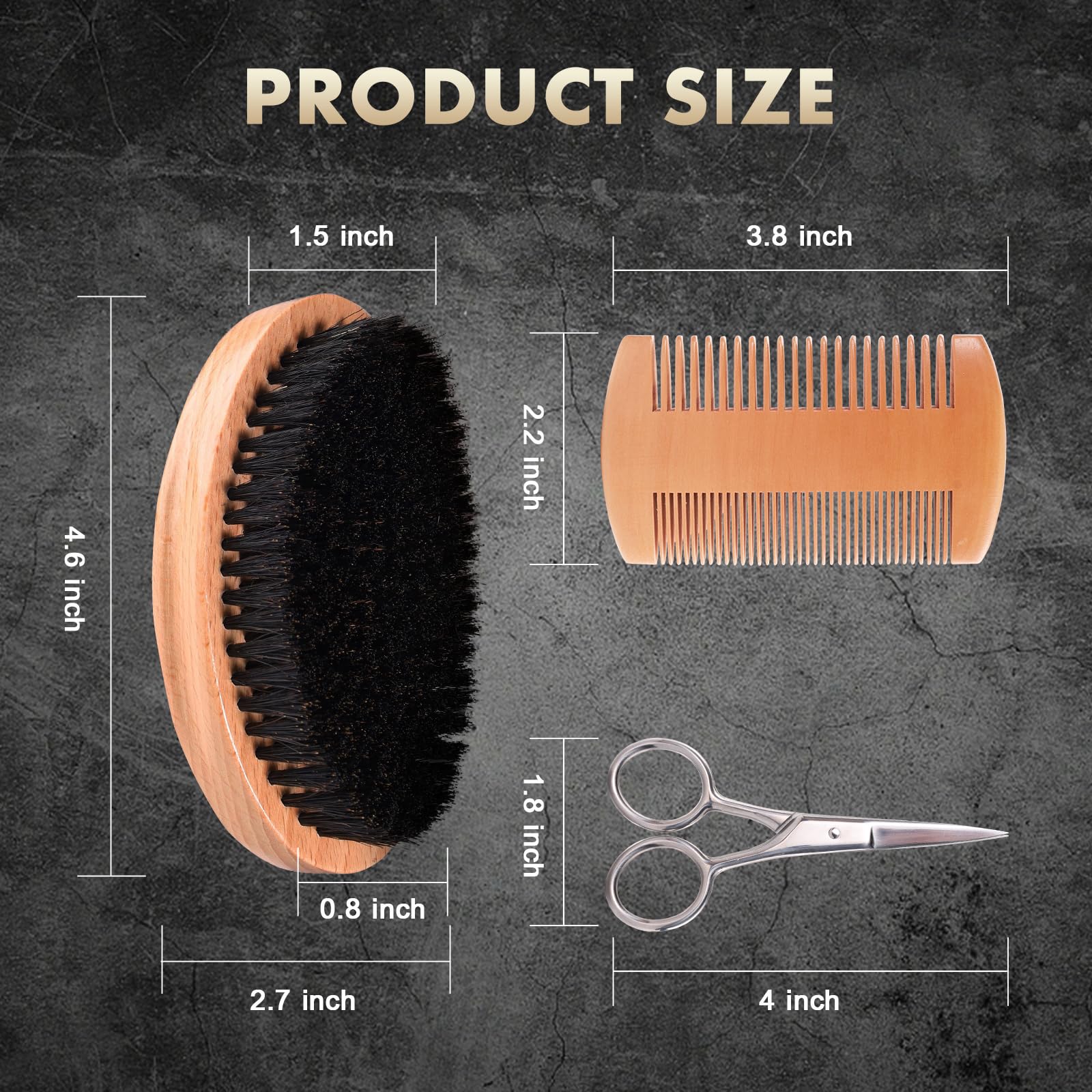 DEBETOOL Spazzola da barba da uomo con setole di cinghiale, set di spazzola e pettine in legno con forbici da barba, spazzola tascabile da viaggio per baffi in legno per la cura della barba