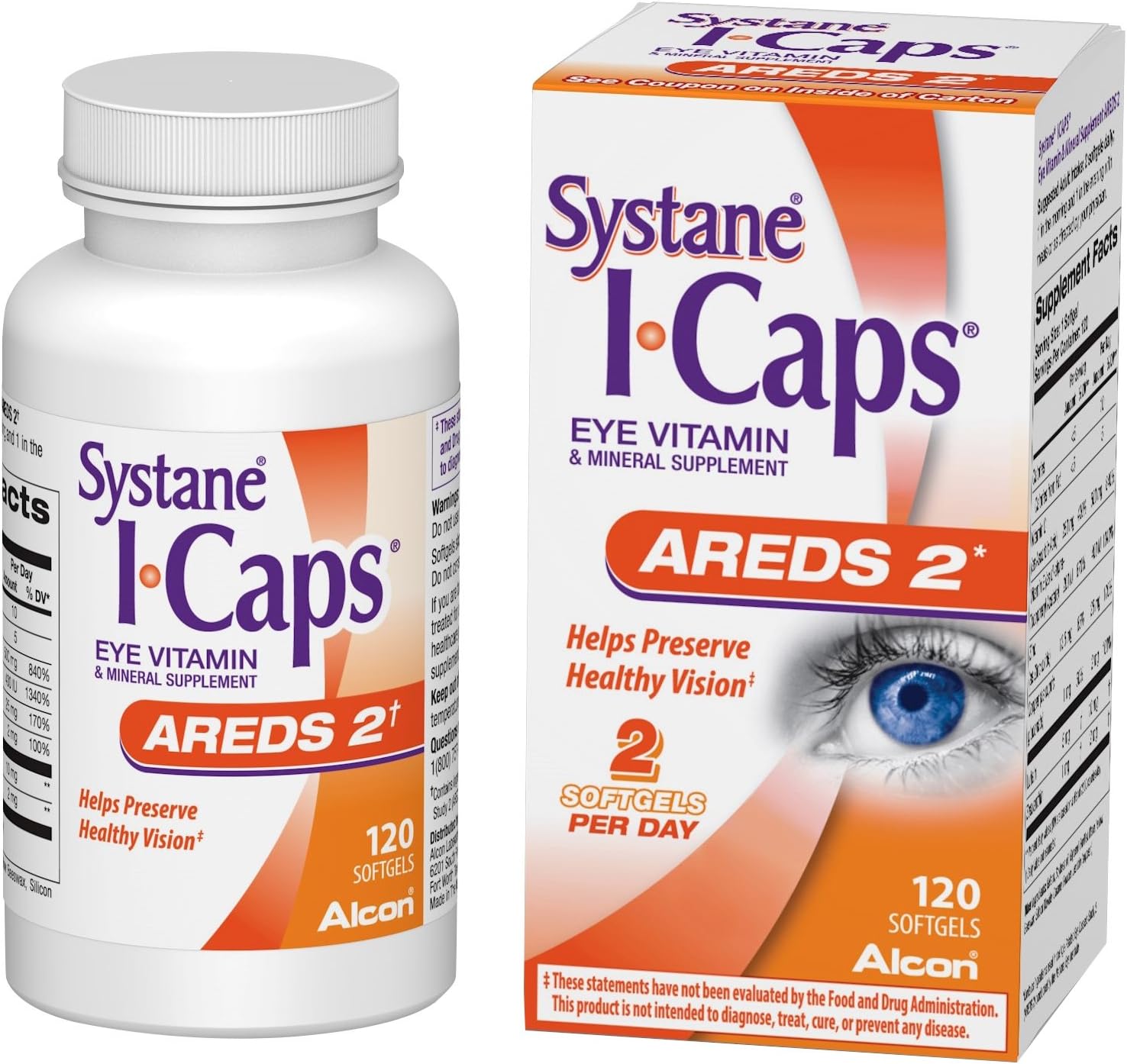Systane ICaps Eye Vitamin & Mineral Supplement, AREDS 2 Formula, 120 Softgels