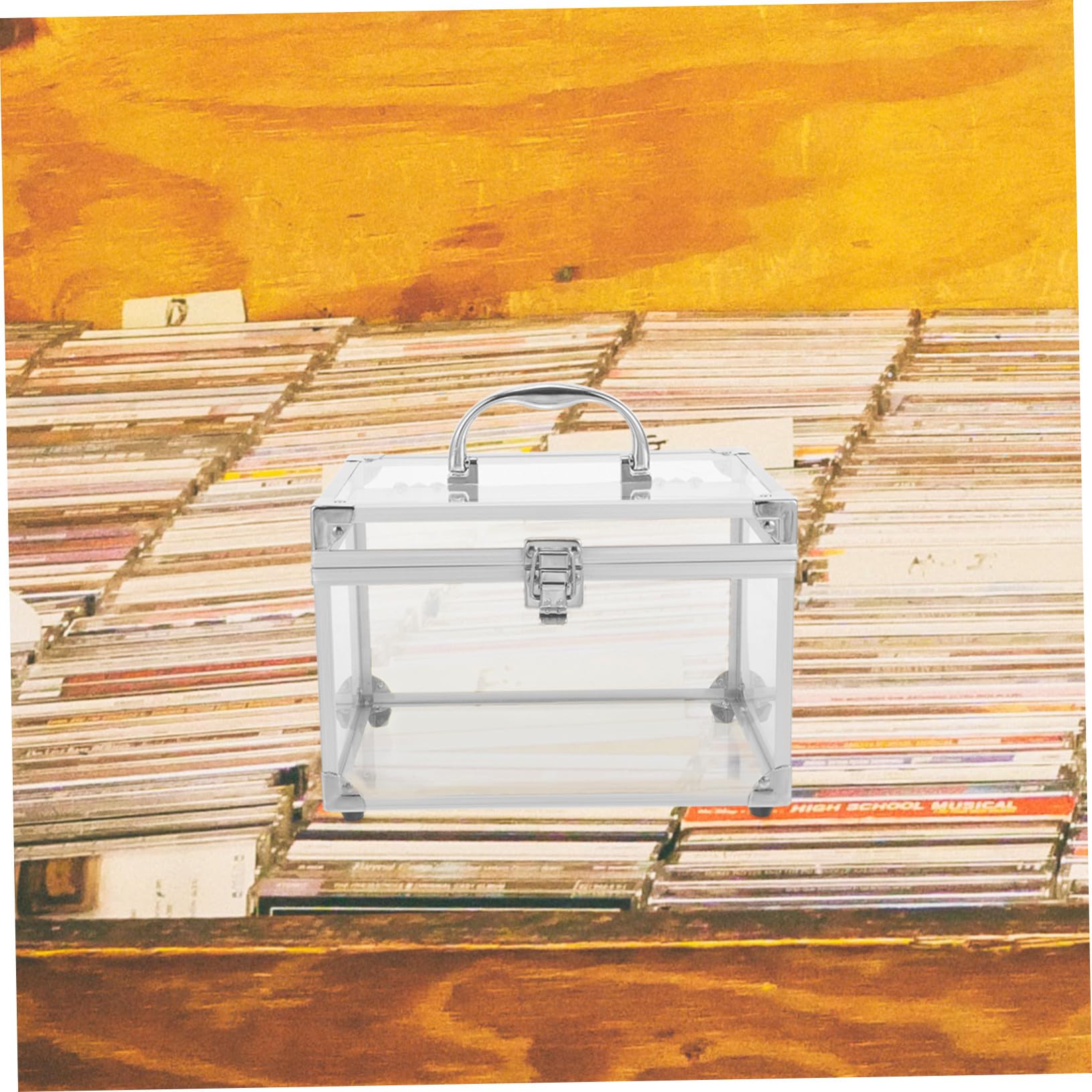 Scatola Porta Cd e Custodia Per Dvd in Acrilico Bianco Con Coperchio Protettivo, Contenitore Portatile Per Dischi, Organizer Per Casa, Ufficio e Viaggi