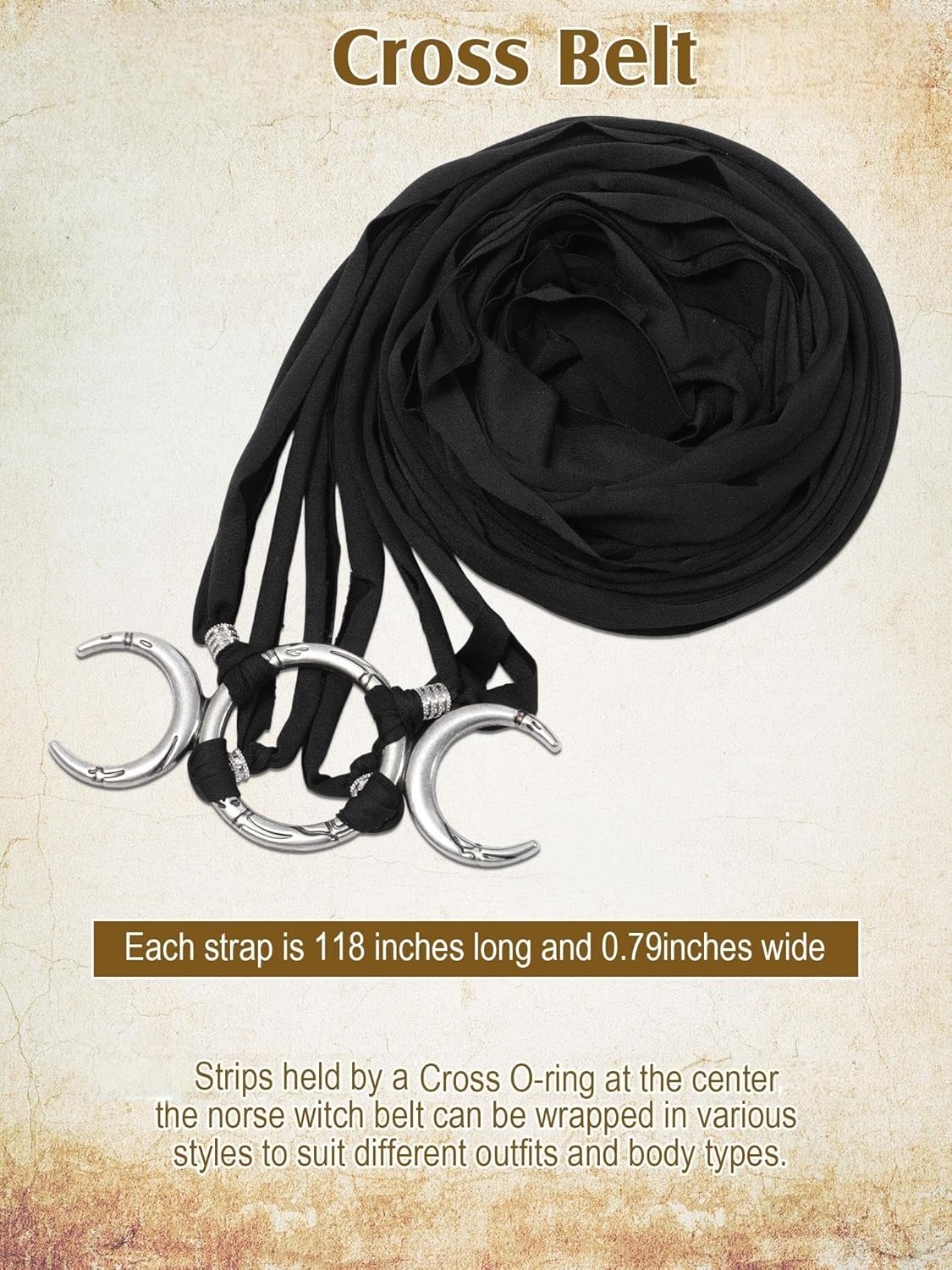 Zeyune Viking Cross Rope Belt, Medieval Extra Long Belt Costume Renaissance Accessory for Women Norse Witch Shaman Pagan - Image 2