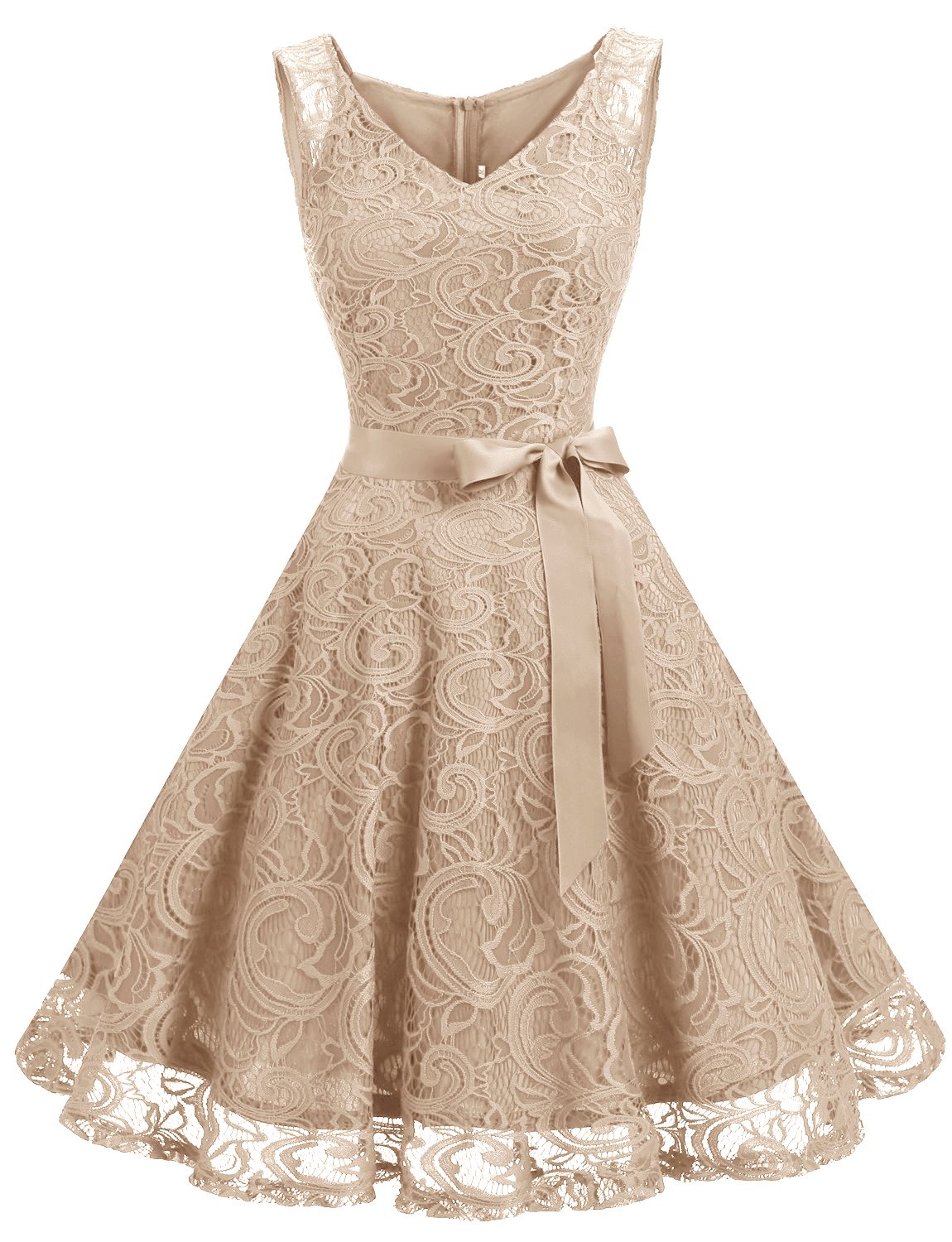 Dressystar Women’s Floral Lace V Neck Short Bridesmaid Cocktail Party Dress