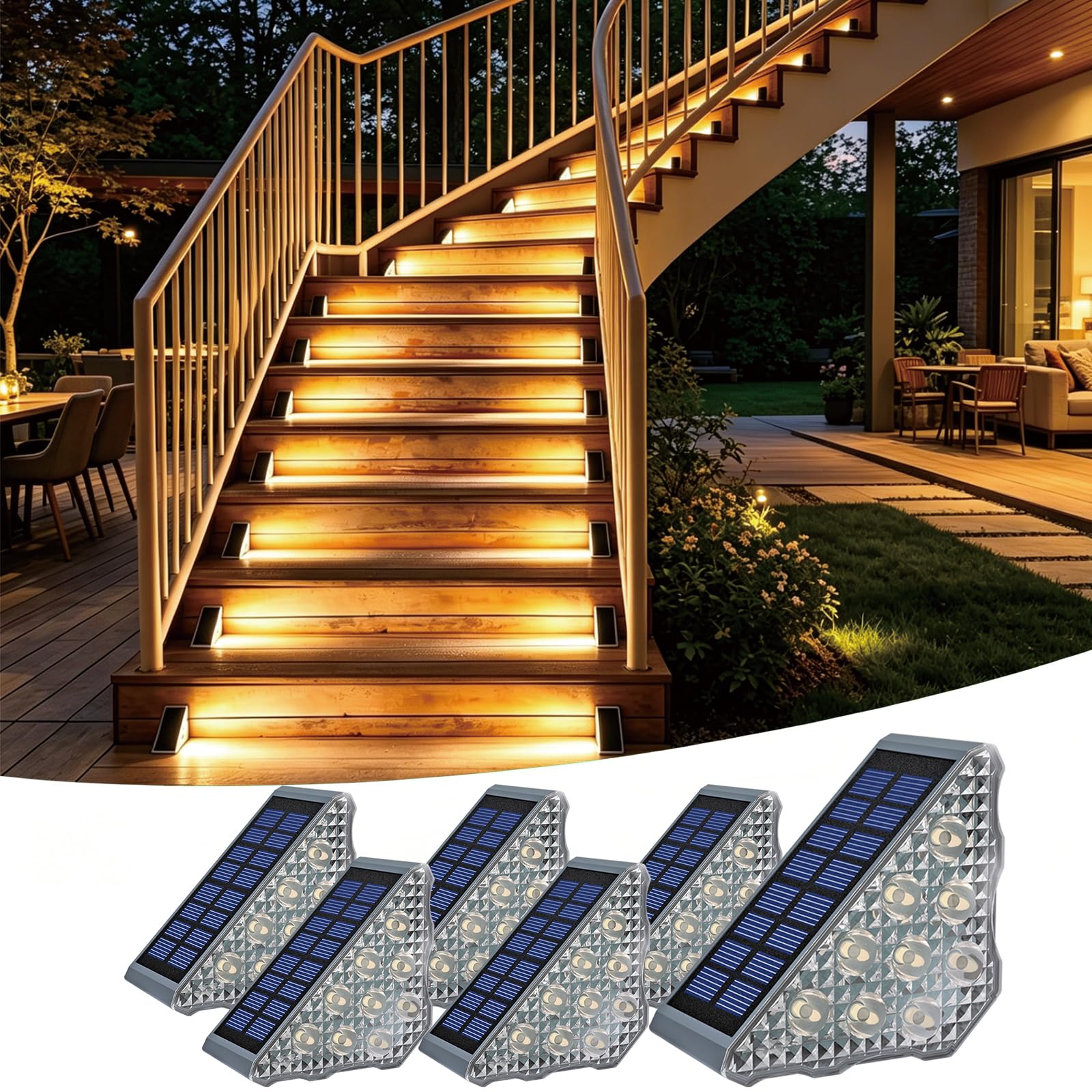 Photo 1 of Solar Stair Lights 6 Pack,Solar Step Lights IP68 Waterproof Warm White