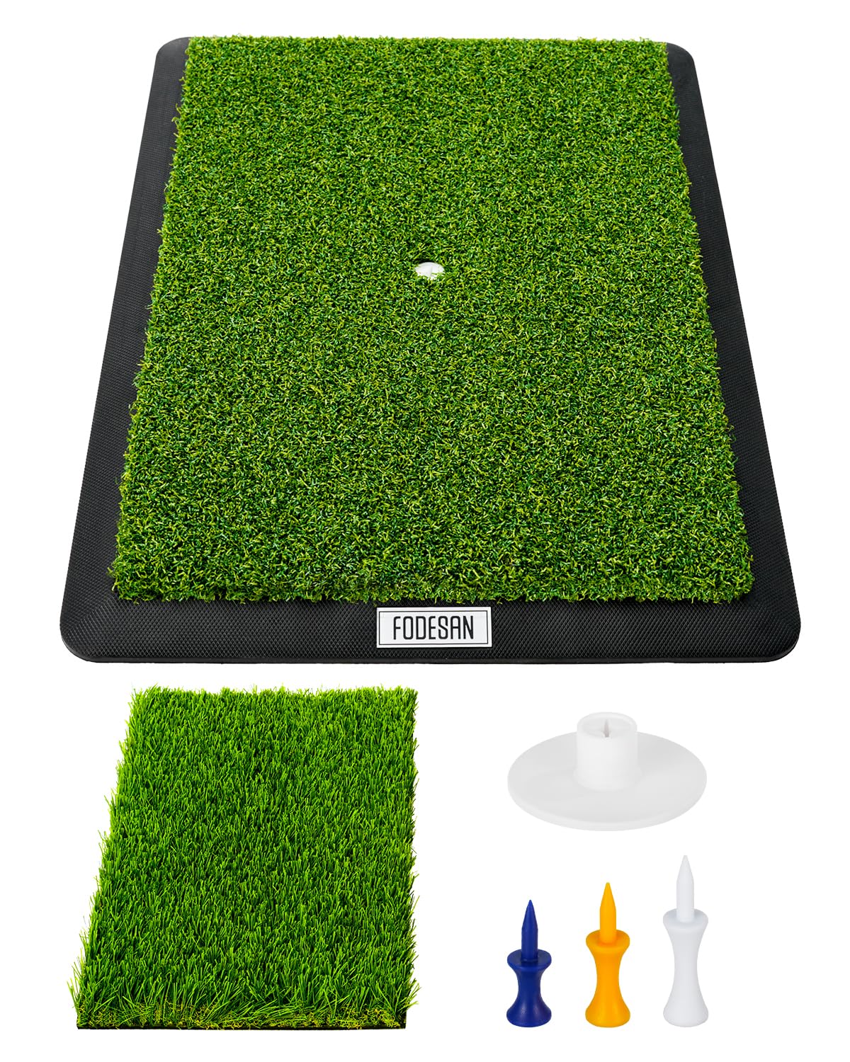 Golf Swing Trainer Mat for Practice & Training – Replaceable Turf Surfaces, Non-Slip Rubber Base for Indoor/Outdoor Use, Includes Tees – Ideal for Golfers, Beginners & Pros