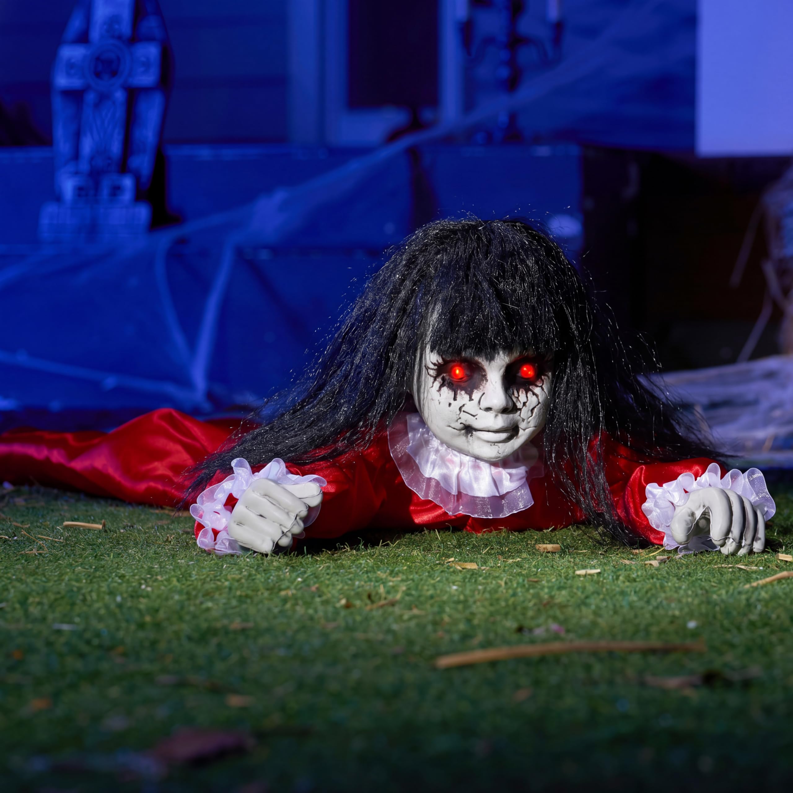 JOYIN Halloween Animatronics Dekorationen Outdoor Groundbreaker Krabbelpuppe Gruselige Halloween Friedhof Dekoration Außendekor Gruselige Spukhaus Requisite Sound aktiviert mit Geräuschen und Lichtern