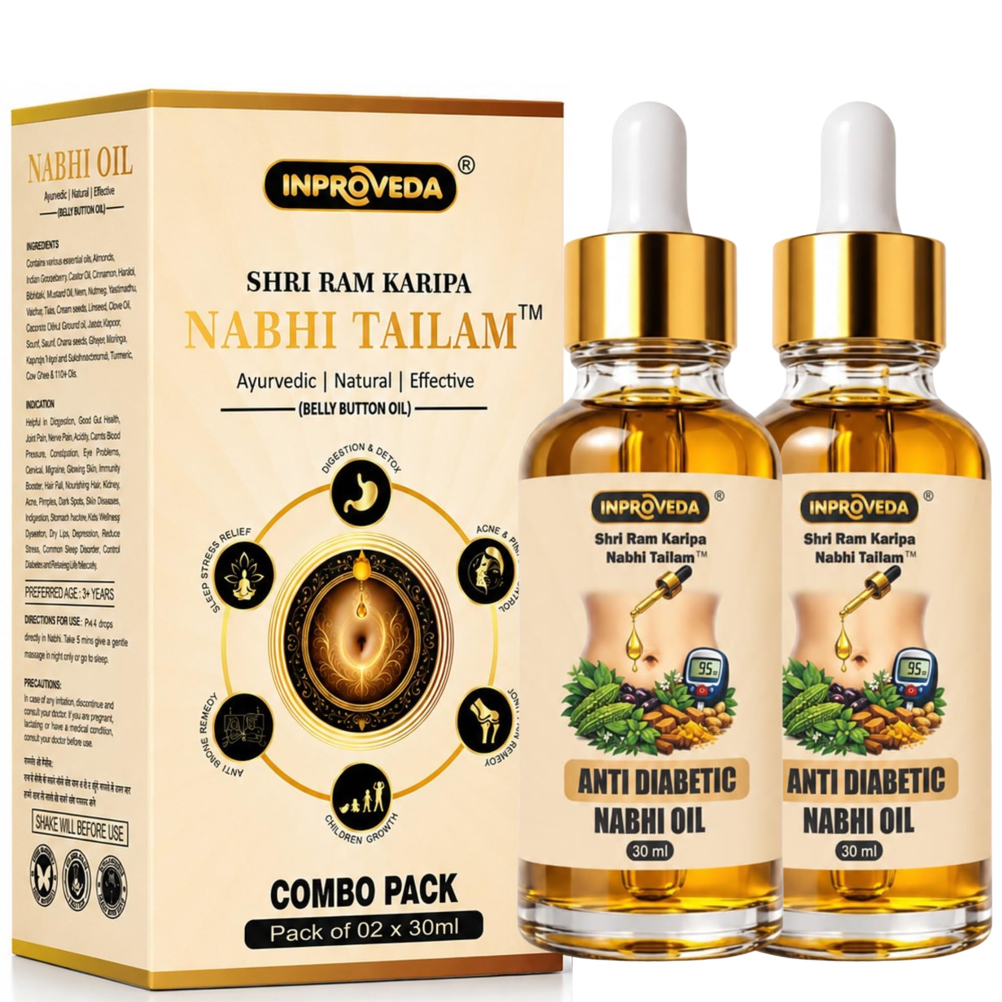 Anti Diabetic Nabhi Oil for Blood Sugar Management | For Sugar Support, Control sugar Cravings | Ayurvedic Navel Therapy for Multi Benefit Oil for Daily Wellness & Nabhi therapy for Overnight Treatment | नाभि तेल | Pack of 2 x 30ml=60ml-image-49