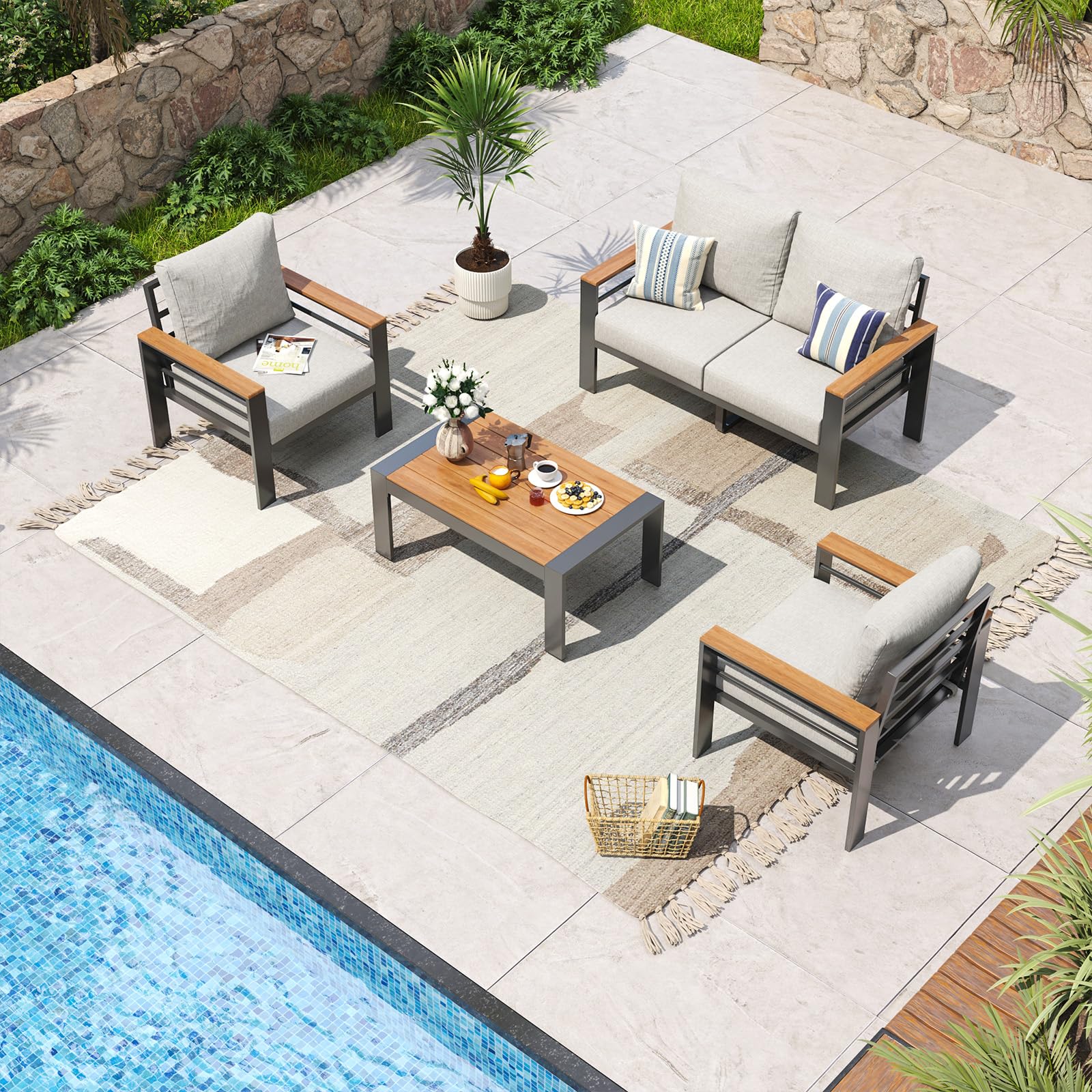 Aoxun 4-Seat Aluminum Sectional