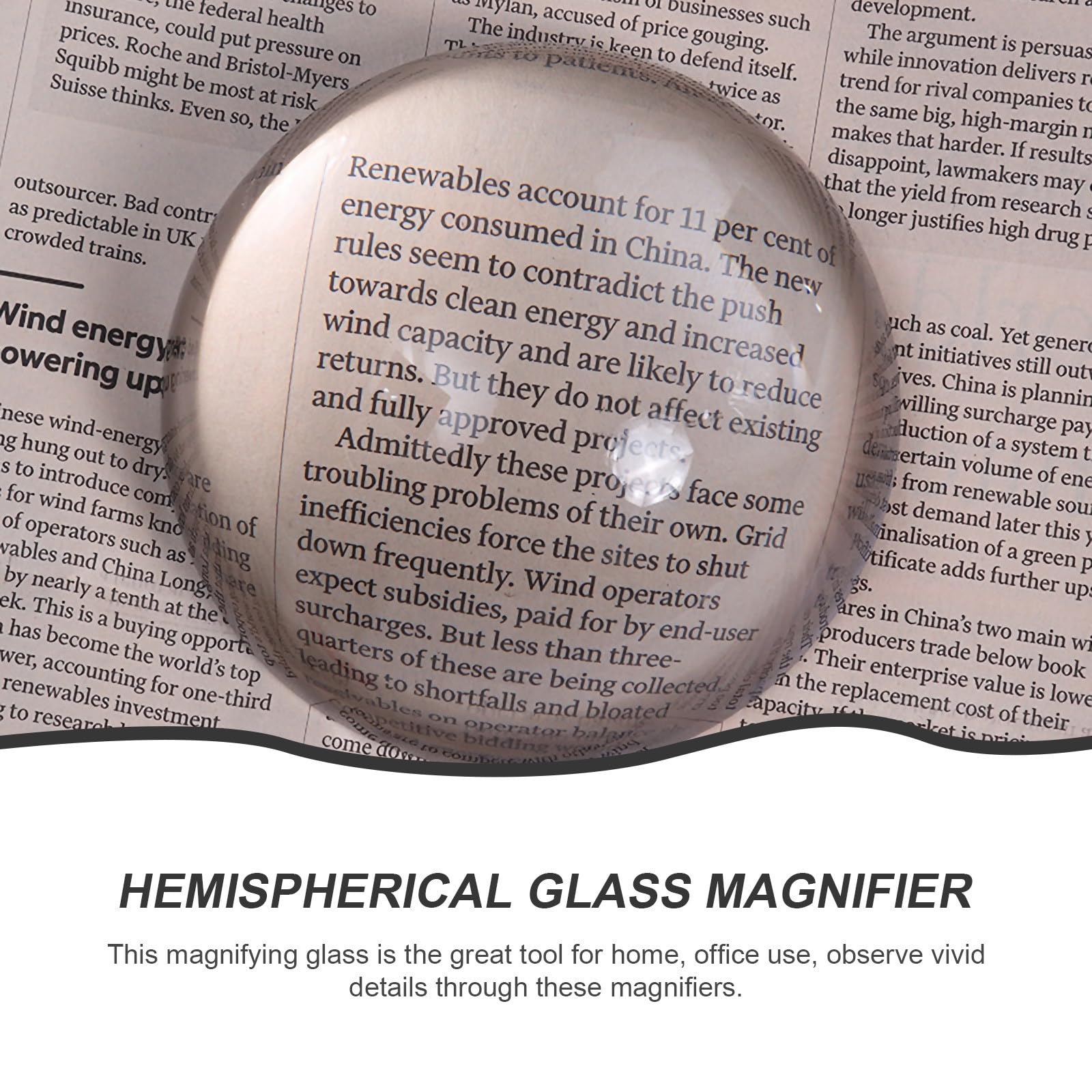 Halbkugel Lupe aus Glas, Briefbeschwerer für Kartenlesen Zuhause