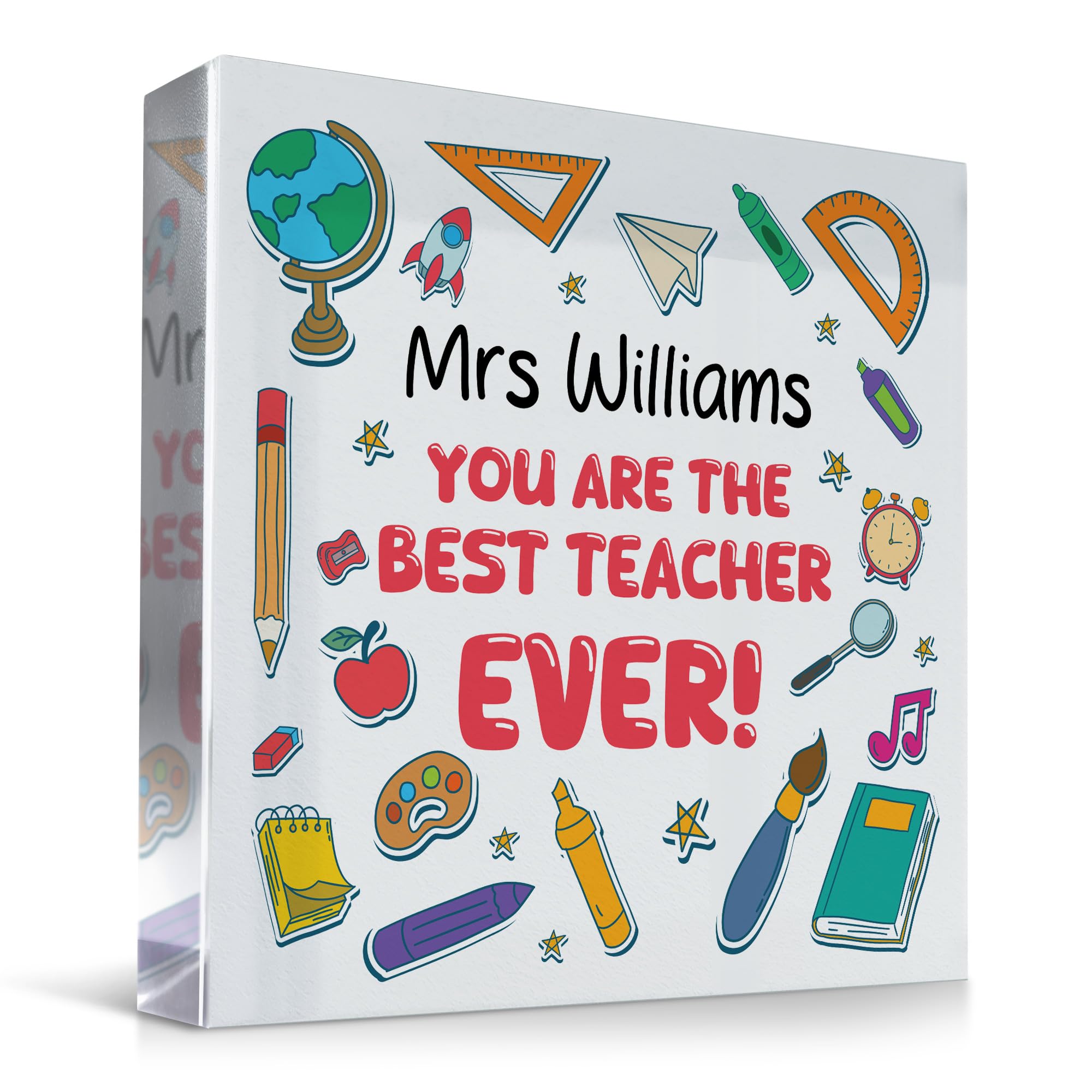 Red Ocean Personalised End Of Term Gift For Best Teacher Ever Freestanding Block Thank You Gift For Teacher Nursery Teacher Gift For Teachers Leaving School Gifts Nursery Preschool Gifts