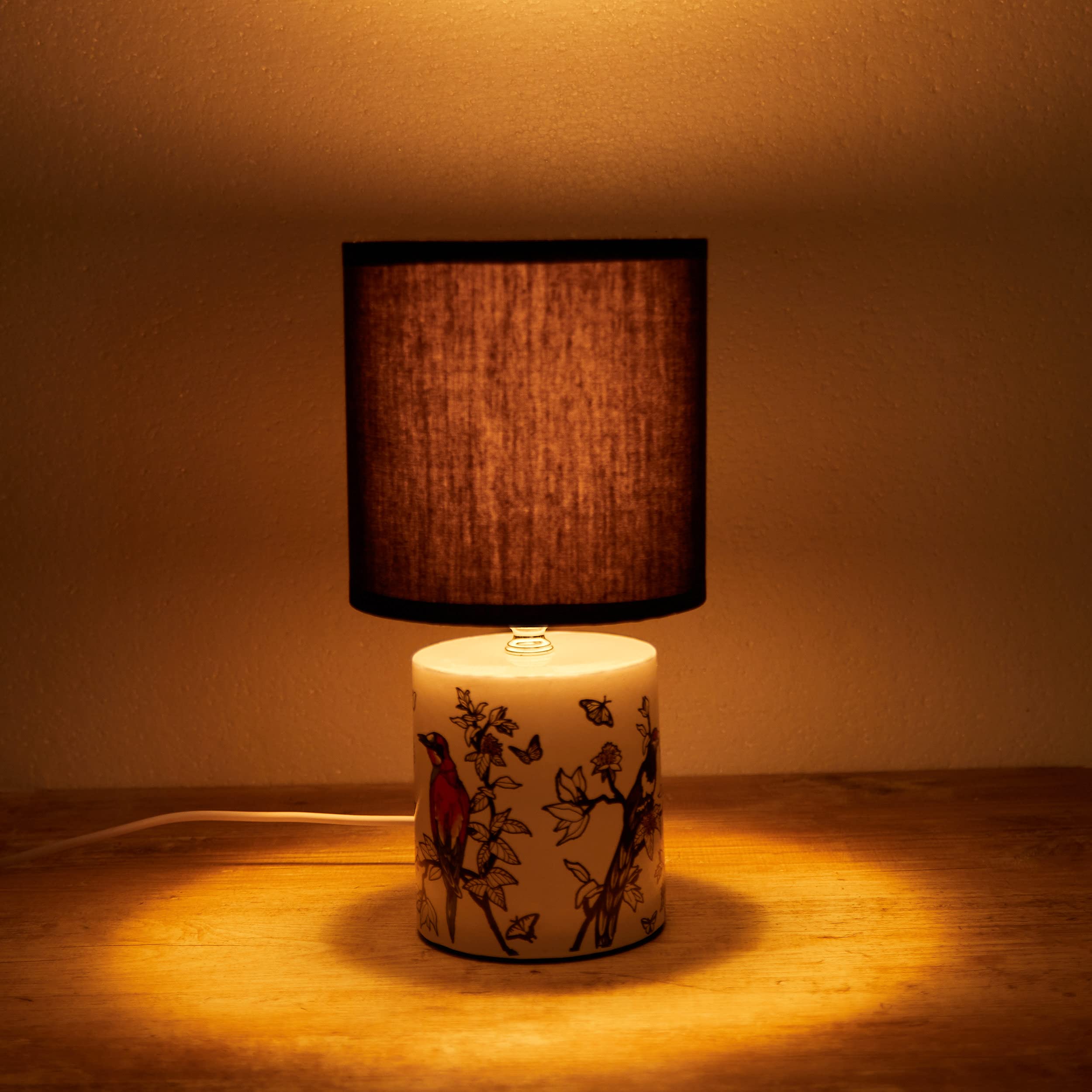 BRUBAKER 2er Set Tischleuchten Mit Holzfuß – 57 Cm Hohe Nachttischlampen In Silbergrau/Schwarz