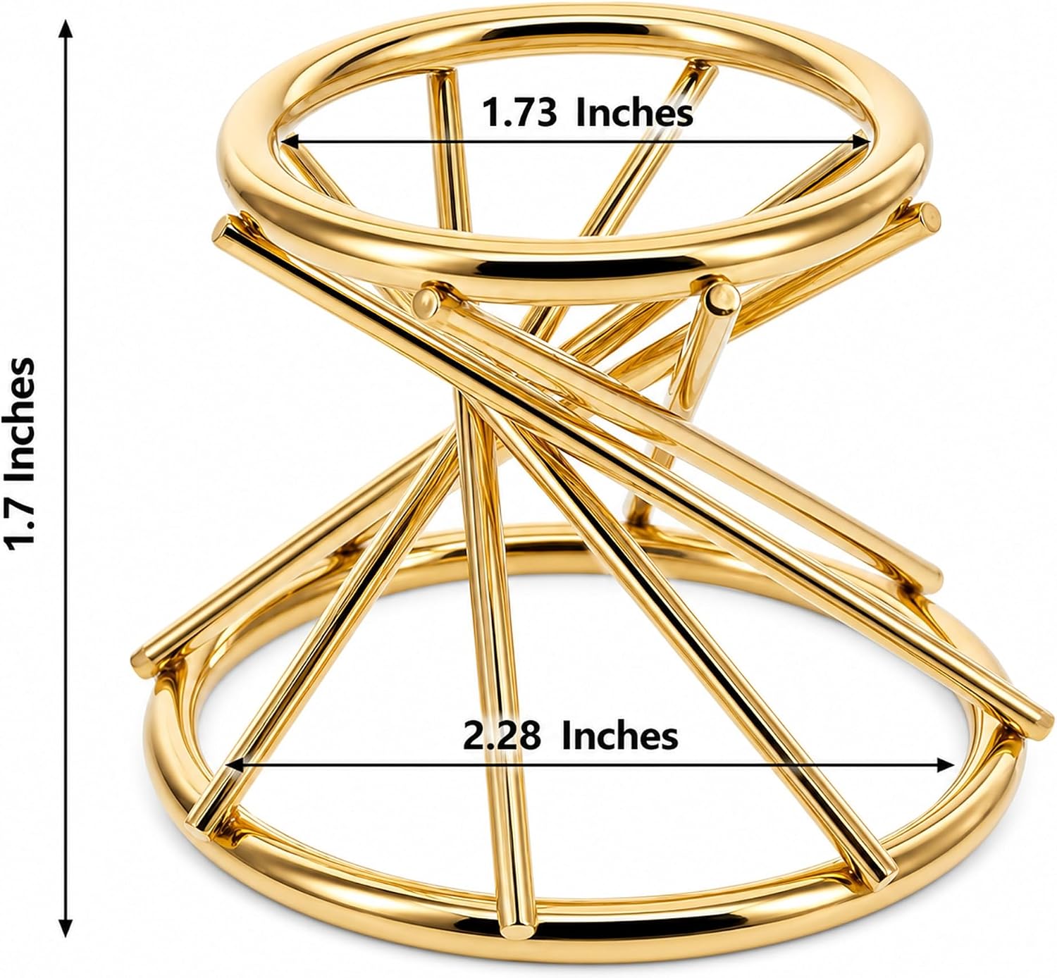 Gold Wire Metal Egg Sphere Crystals Stand Holder Display 1.7 Inches
