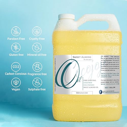 Miniatura 7 de Aceite de almendras dulces 128 onzas 100 puro natural prensado en frío sin refinar extra virgen 1 galón grado terapéutico A para cabello piel cuerpo