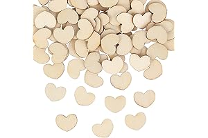 100 Pieces Wooden Hearts Embellishments