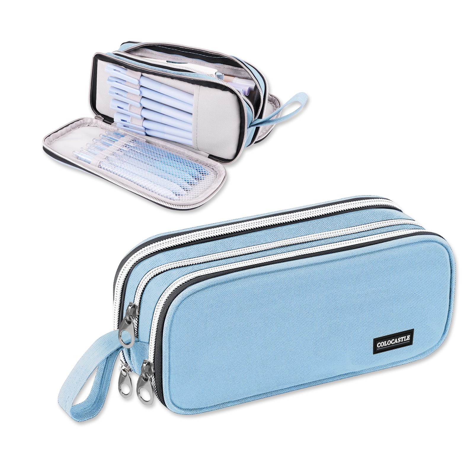 Confezione da 2 astucci multifunzione pop-up per ragazze e ragazzi, grazioso astuccio portapenne con temperamatite, calendario, ottimo regalo di compleanno per bambini (orso + spazio blu