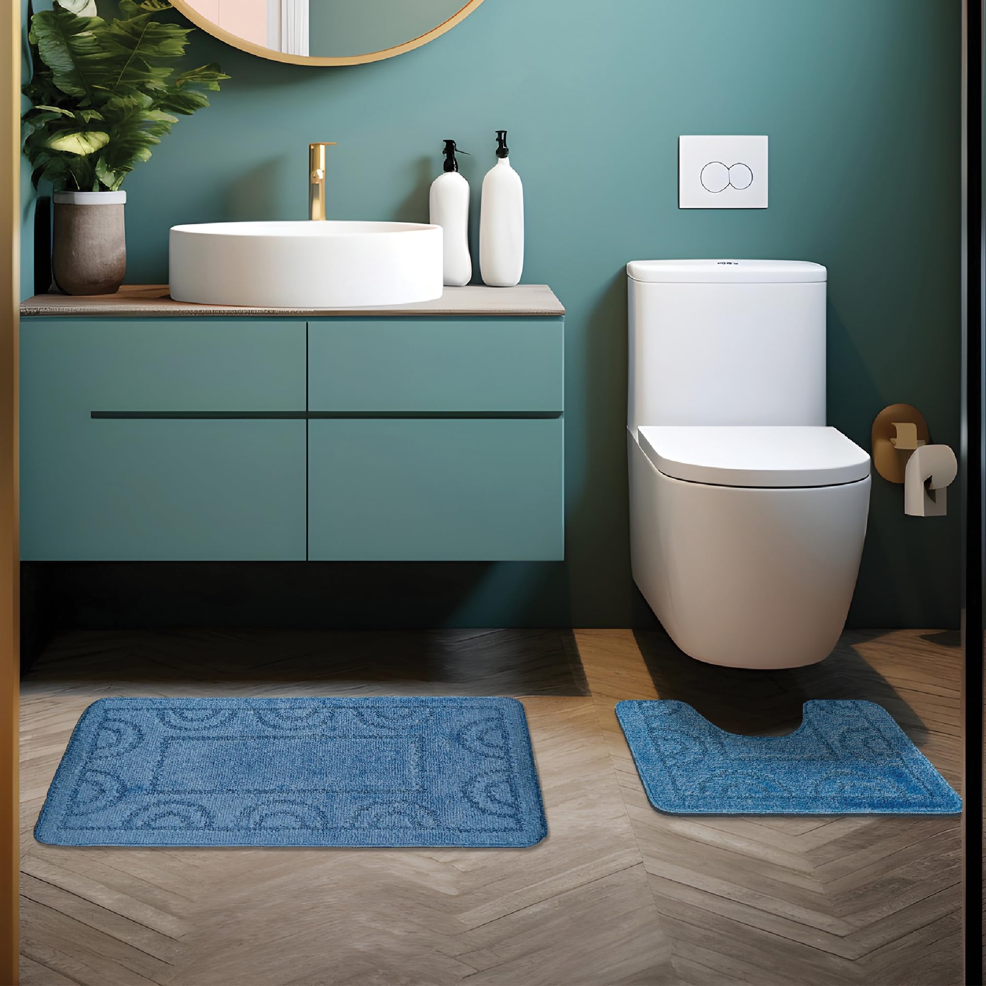 Set Tappeti Da Bagno Nicole - 3 Pezzi Antiscivolo E Asciugatura Rapida - Foto 8