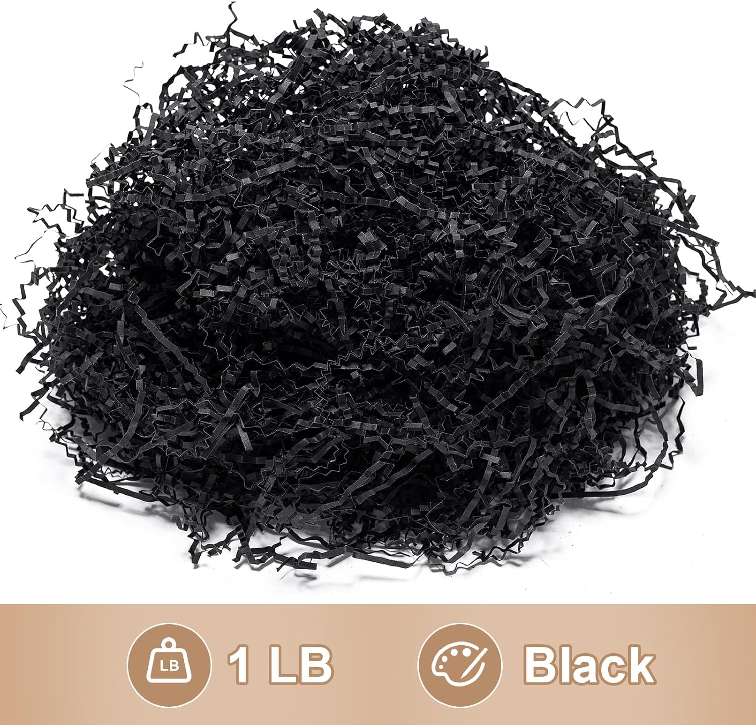 Wowxyz 1 LB Crinkle Cut Paper Shred Black Crinkle Shredded Paper for Gift Baskets - Gift Box Bag Filler - Confetti Stuffing for Birthday, Holiday Present Packaging Wrapping - Image 4