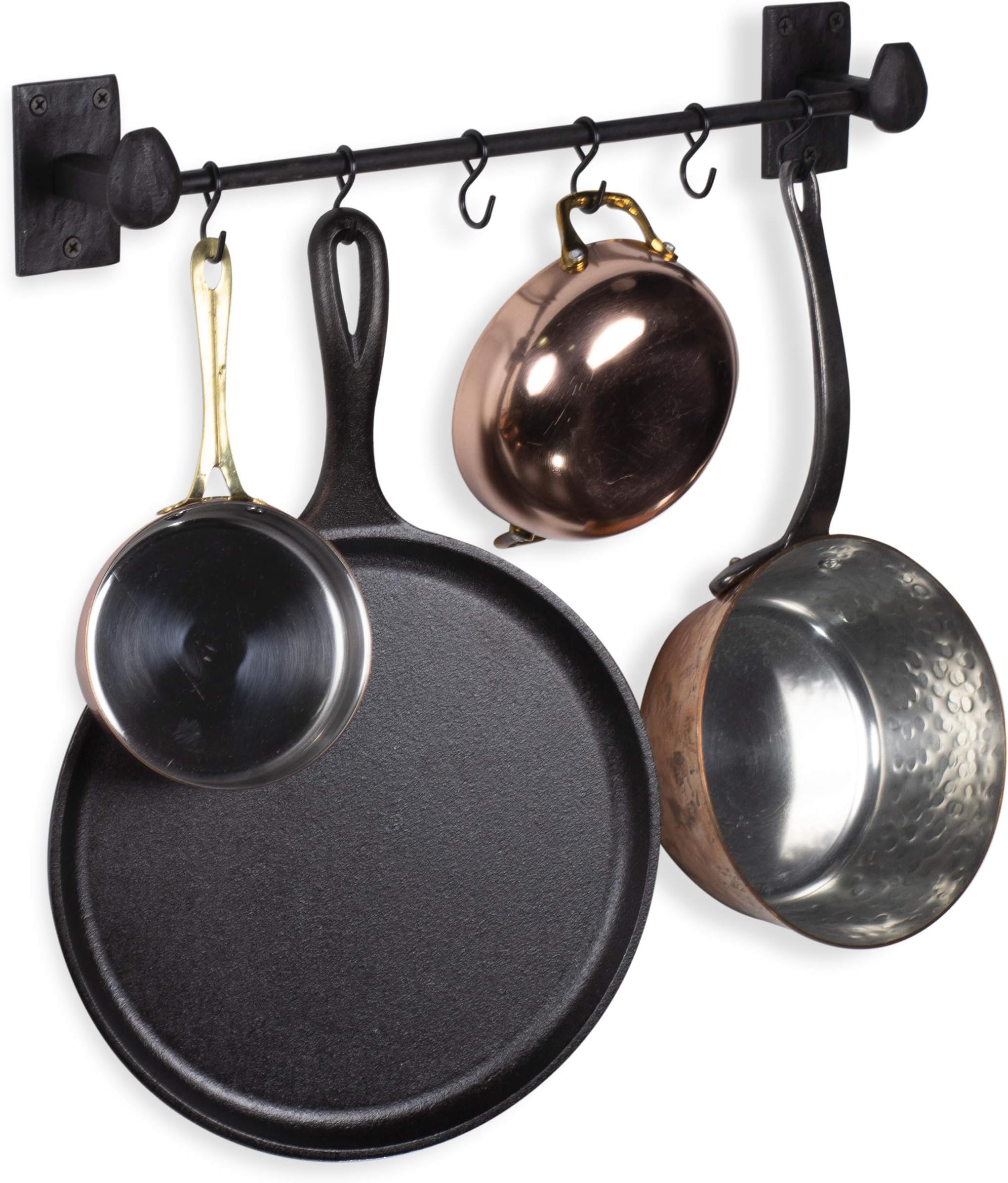 Rustic State Wall Mount Motris Cast Iron Pot Rack Kitchen Rail with 6 Hooks 17.25 Inch Black