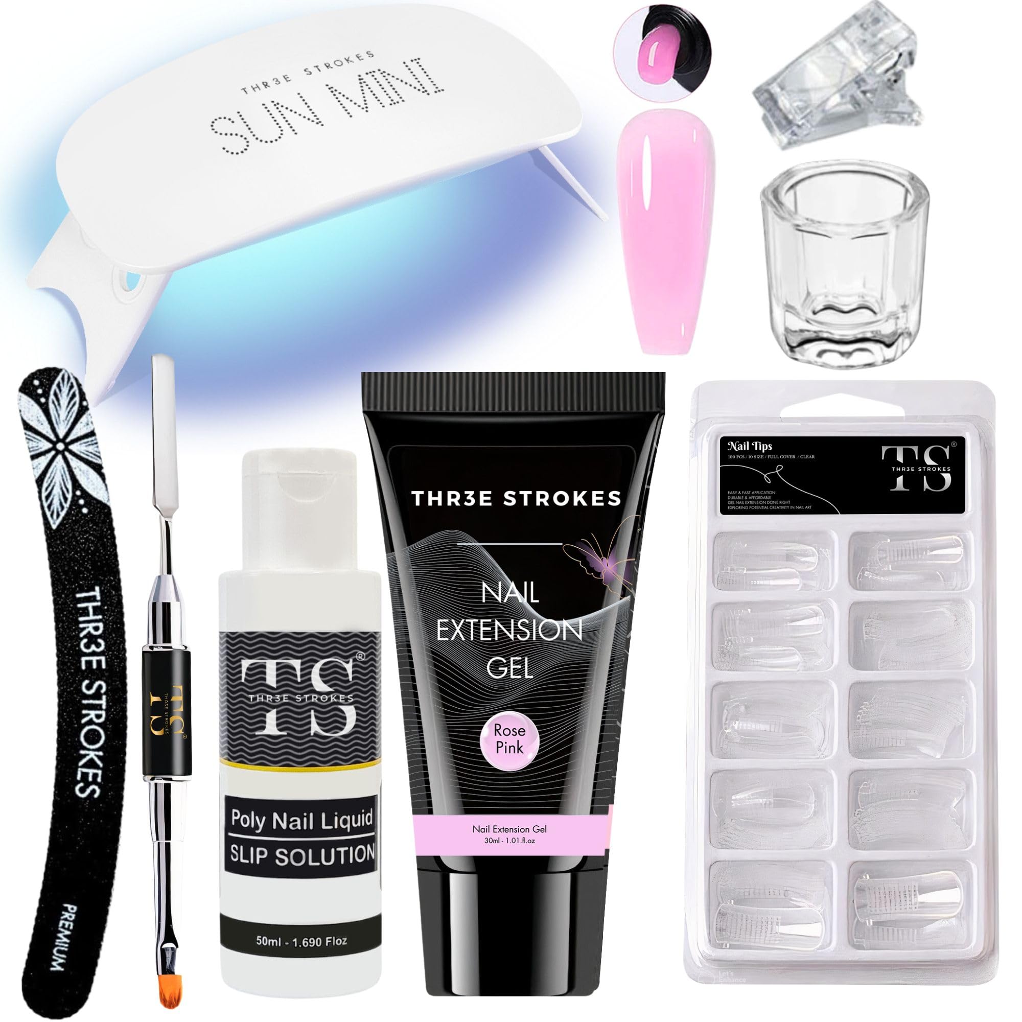 Poly Nail Gel Extension Kit for Builder Gel UV Nail Art Kit, Nail Extension Set (8in1) (needs 2-3 time practice)(SSD KIT) (CLEAR ROSE PINK, SSD KIT)-image-14