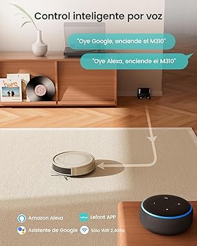 LEFANT M310 Robot Aspirador 4500Pa, Evita Obstáculos con Precisión, Autonomía de 180min, Wi-Fi/App, Anti-Enredos Ideal para Pelo de Mascotas, Cabellos y Suelos Duros, Champán6