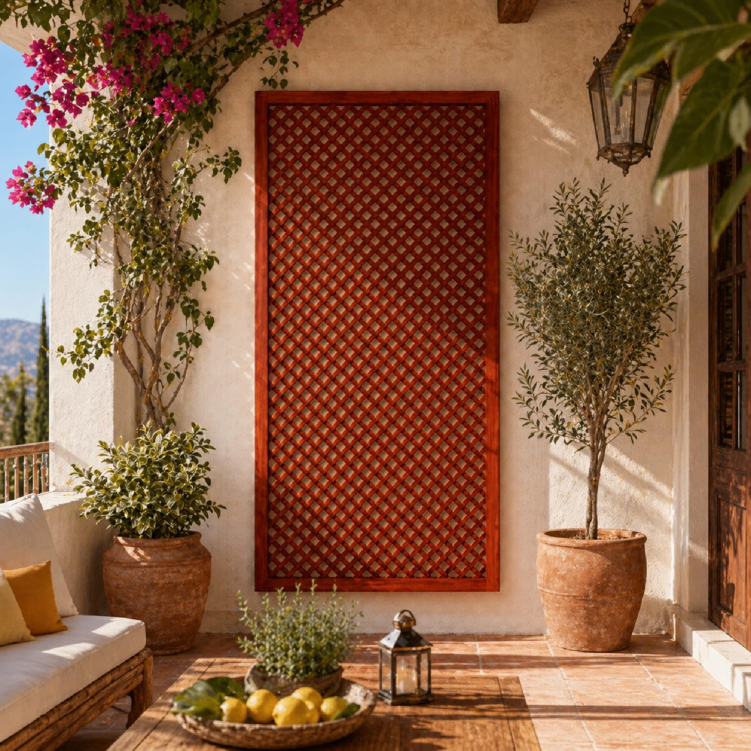 Traliccio Divisorio In Legno Di Pino Per Giardino Balcone E Terrazza Pannello Grigliato Per Piante Rampicanti Privacy Outdoor Design Decorativo 90 x 183 Cm Legno Scuro