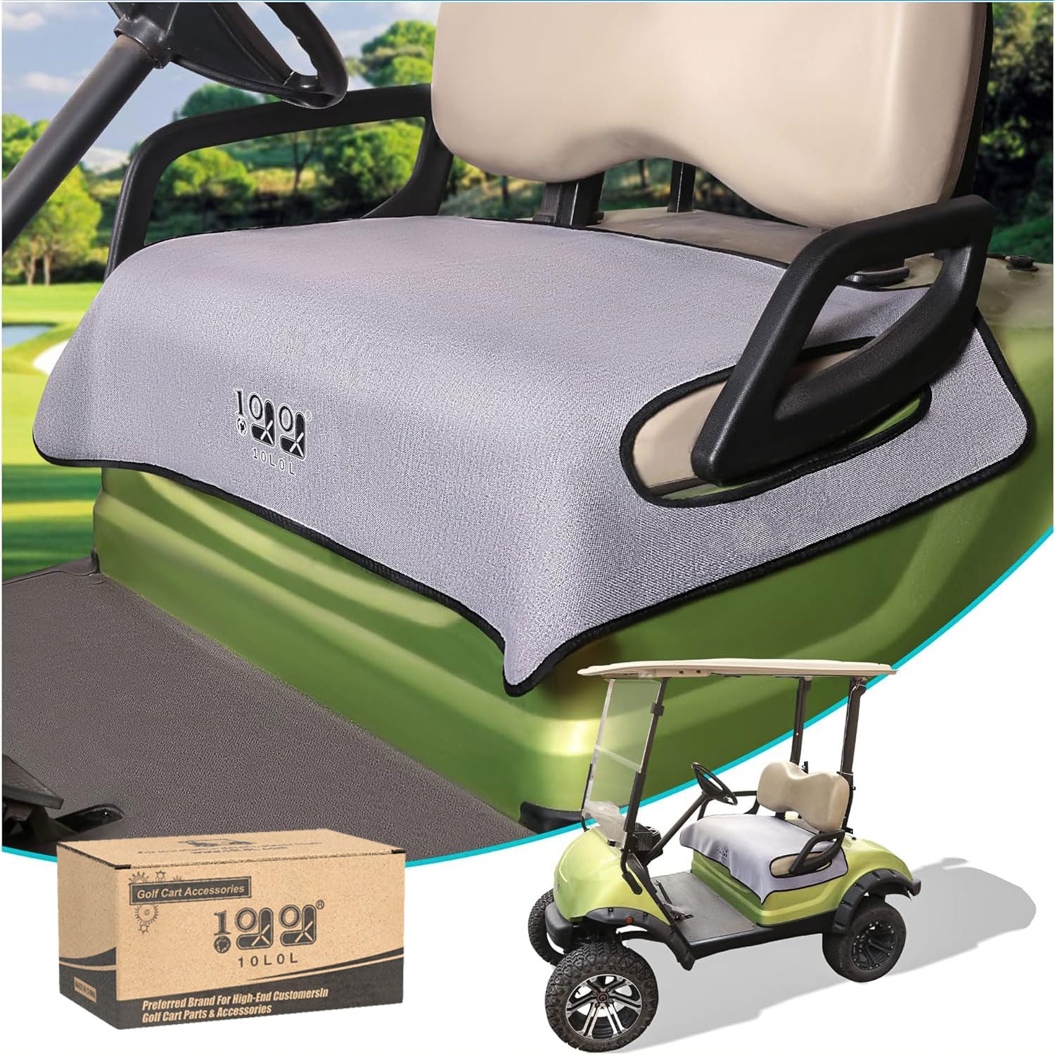10L0L Universal Golf Cart Seat Cover Blanket Cushion Cover for Yamaha G2, G8, G9, G16, G19, G22 G29 with Armrests, Suitable for All Weather Conditions - Light Gray