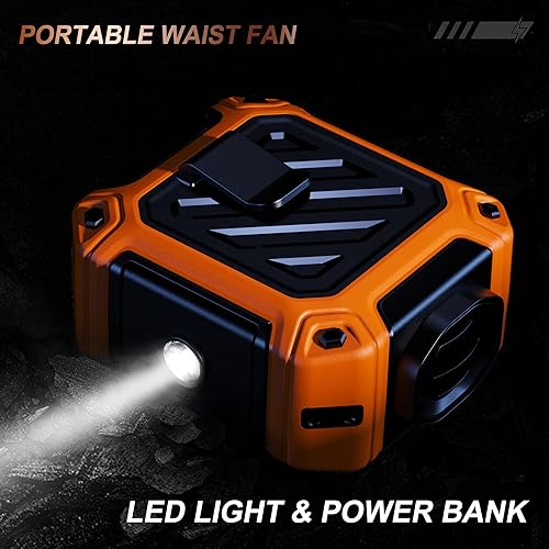 Miniatura 3 de Ventilador de cintura portátil, 10000 mAh, ventilador de cuello con cinturón portátil de 5 velocidades de hasta 36 horas recargable, banco de