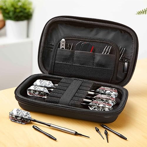 Miniatura 11 de Sentinel - Estuche para 6 dardos con capacidad para accesorios adicionales, puntas, ejes y vuelos, compatible con dardos de acero y punta suave,