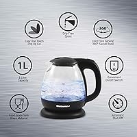 Vista 7 de Proctor Silex 4 Slice Toaster with Extra Wide Slots, Black (24215PS) & Elite Gourmet EKT1001 Electric BPA-Free Glass Kettle, Black, 1L