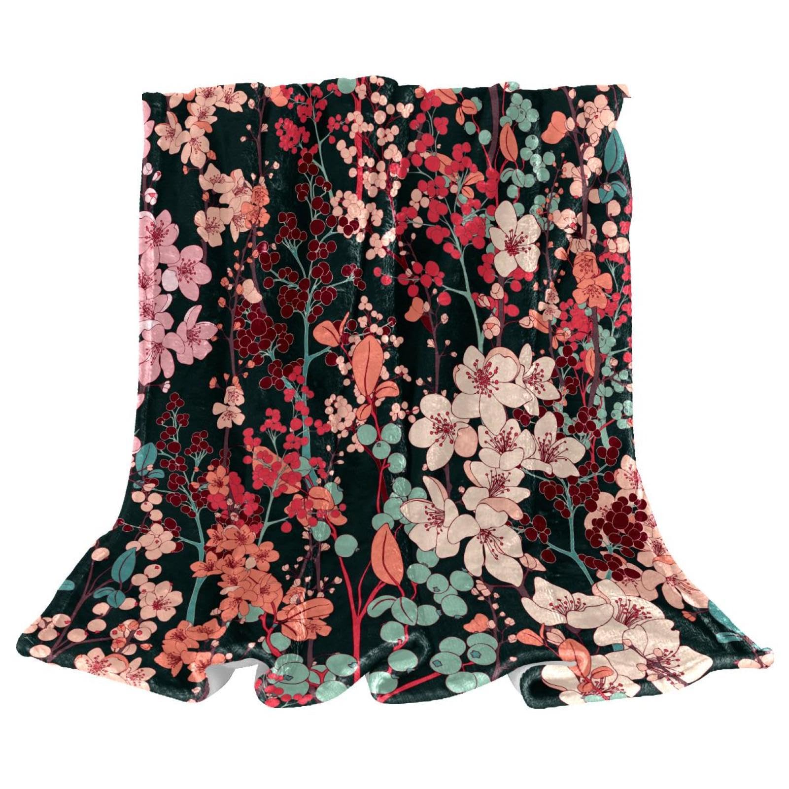 Couverture Polaire Fleurs 150x200 - Idée Plaid Doux pour Offrir ou pour Soi