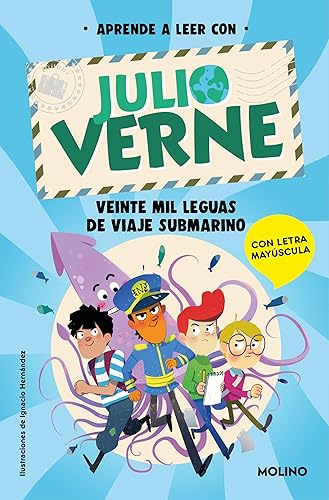 Aprende a leer con Julio Verne - Veinte mil leguas de viaje submarino: Con letra MAYÚSCULA: 3 (Peques)