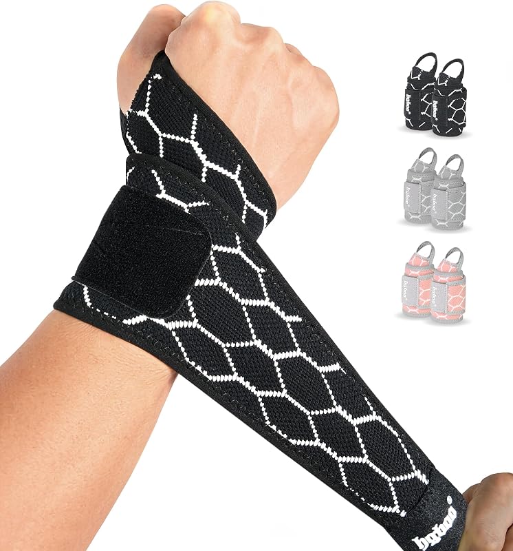 Compression Wrist Brace Wrap for Sports & Pain Relief, Black | 2-Pack, Honeycomb Knit Fabric, Lightweight, Breathable & Stretchy, Carpal Tunnel & TFCC, Gym & Daily Wear, All-Day Comfort