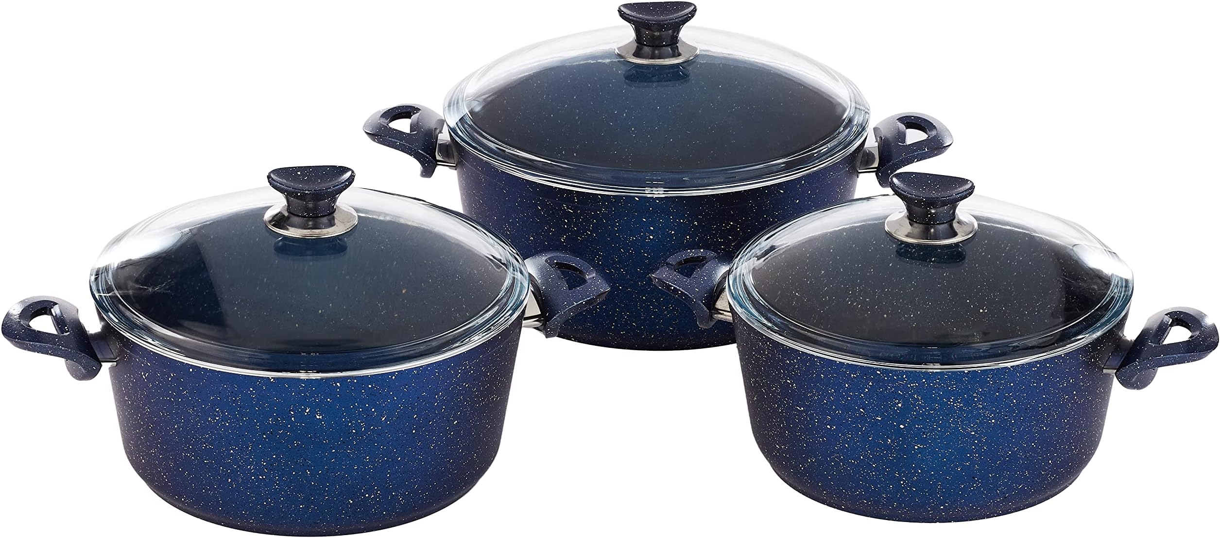 Opalina Granite Coated Cookware Set, Blue/Clear, Op-Grn-004, 6Pcs