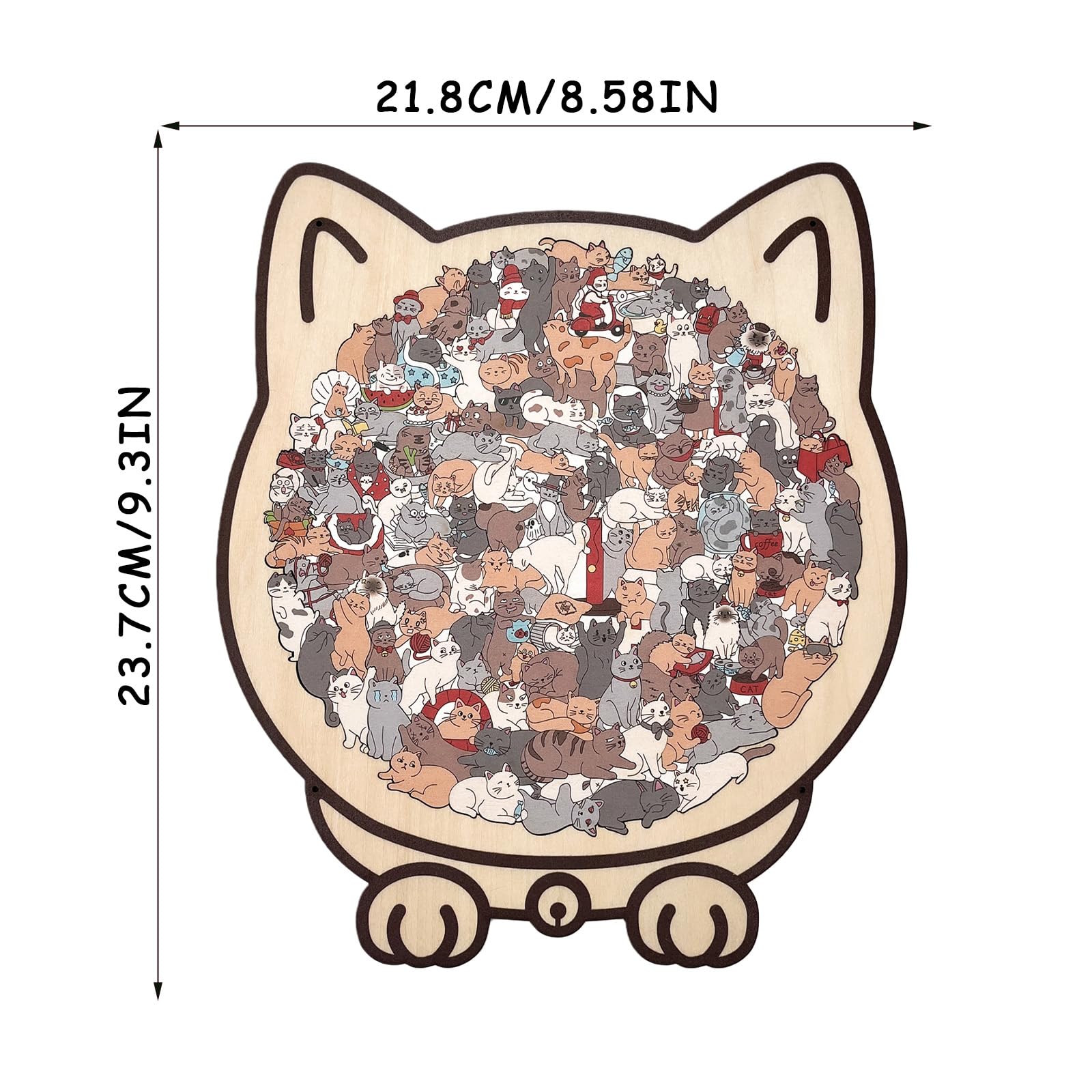 GWAWG Cat Shaped Wooden Jigsaw Puzzle, Unique Animal Shape Irregular Creative Puzzle Frame for Adult - Image 2