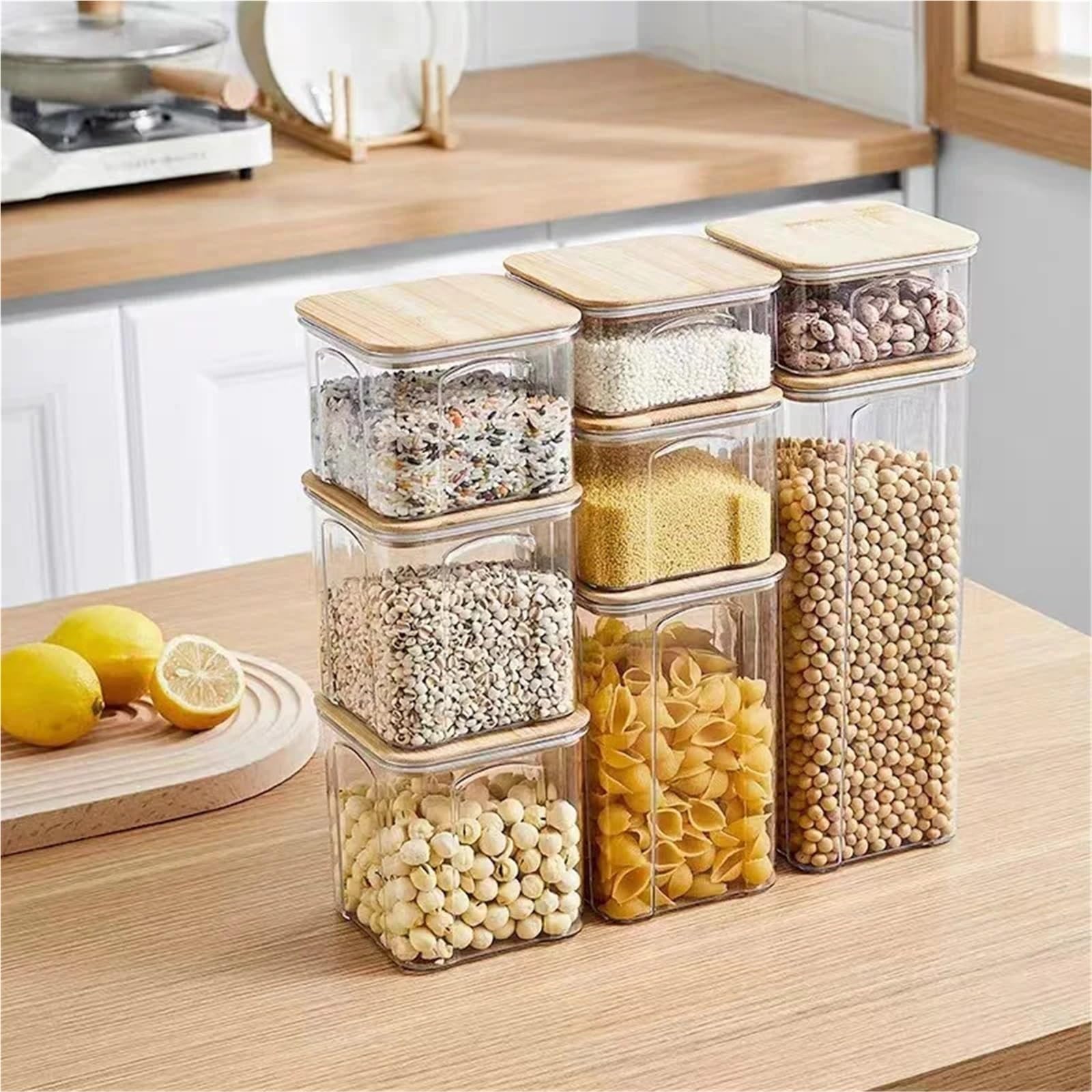 Luftdichter Vorratsbehälter, Kunststoff-Vorratsglas, Nudelbox, Mehrkorn-Tankflasche, getrockneter Früchtetee(2PCS 900ML)