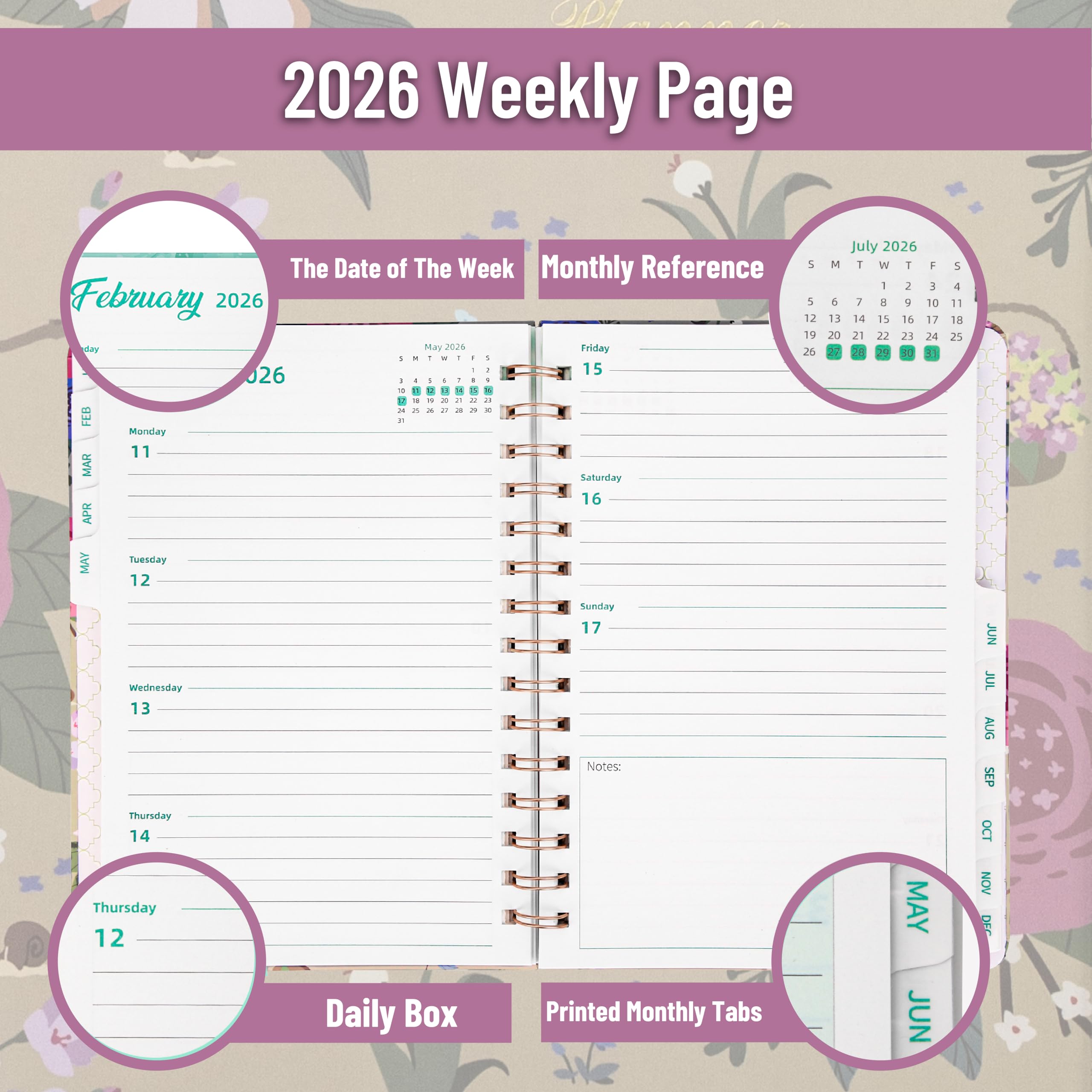 Snapklik.com : 2026 Planner, Weekly And Monthly Calendar Planner For ...