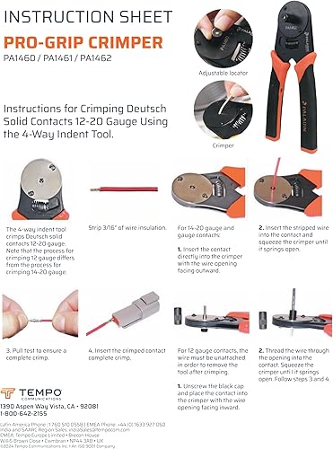 Miniatura 3 de Paladin Tools PA1461 Pro-Grip Crimper  Crimpadora D-Sub de barril cerrado  12-20 AWG, sangría de 4 vías  Grado profesional