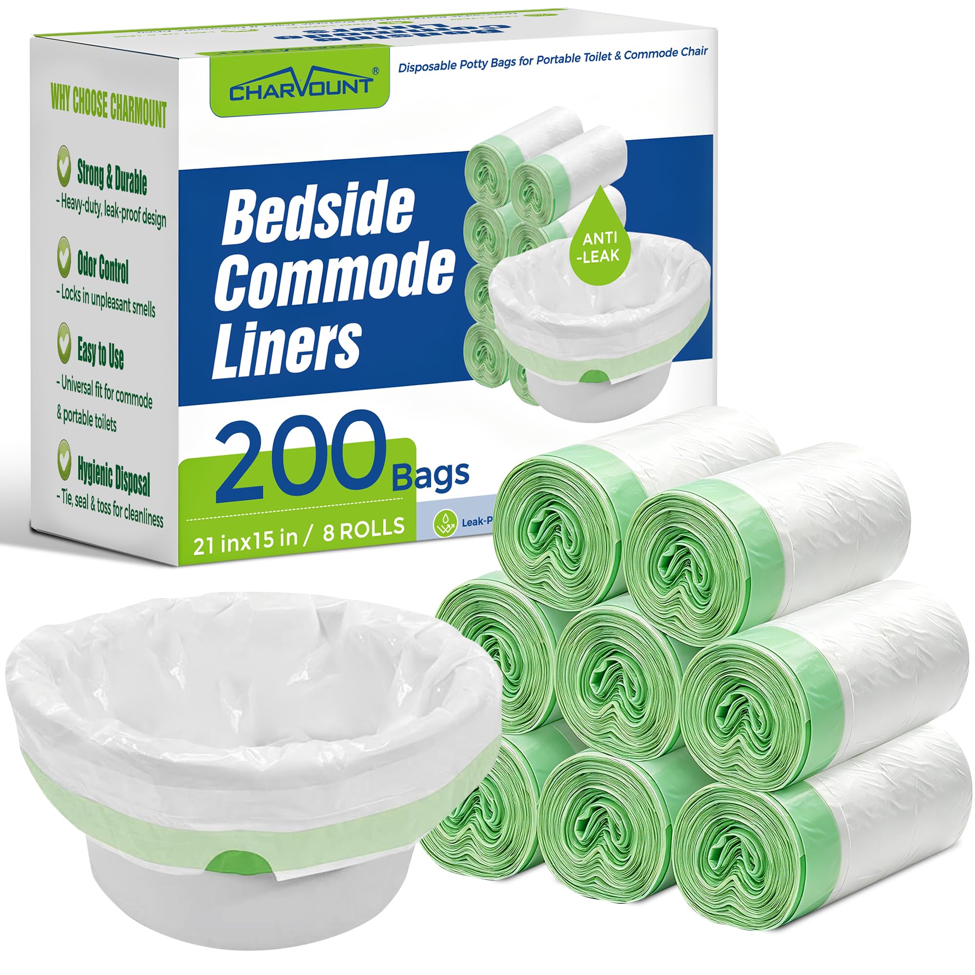 Bedside Commode Liners - Disposable & Leakproof -10 Bedside Commode Liners - Disposable & Leakproof -10