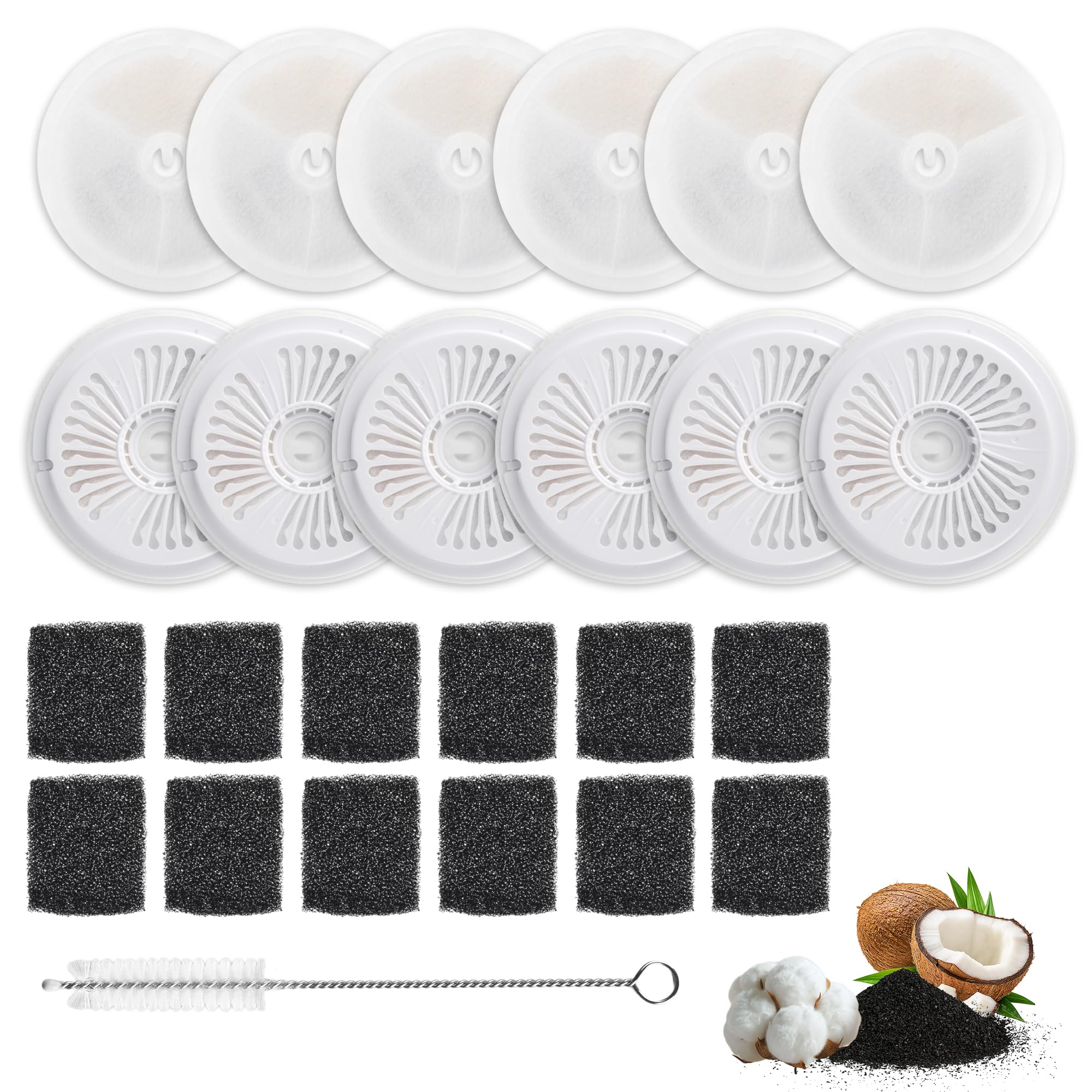 Confezione da 24 Filtri Fontanella per Gatti, 12 Filtri a Carbone Attivo e 12 Filtri in Schiuma, Compatibili pour Eversweet Solo 2/SE/3 Pro/2S/3, Pratici Filtro Fontanella Per Gatti