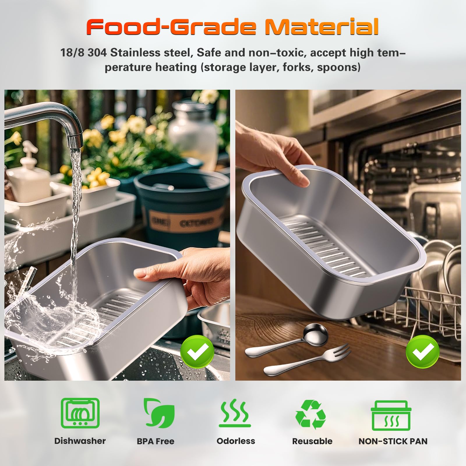 Fiambrera eléctrica inalámbrica con calefacción, XL 6.3 tazas, 24000 mAh, recargable, calentador de alimentos con autocalentamiento, temporizador inteligente, temperatura ajustable, a prueba de