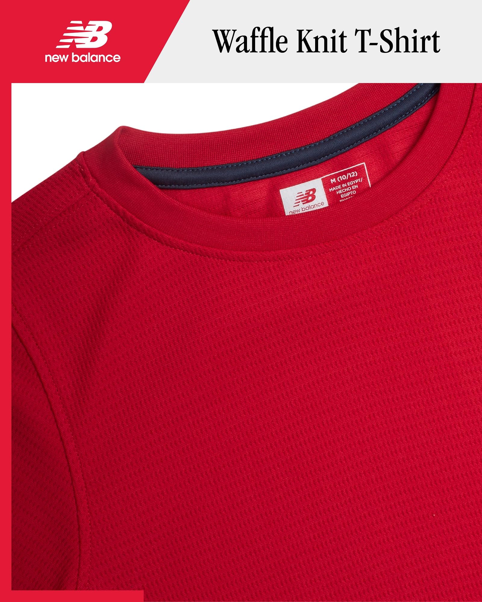 New Balance Camiseta térmica de punto gofre de manga larga para niño (talla 8-20)