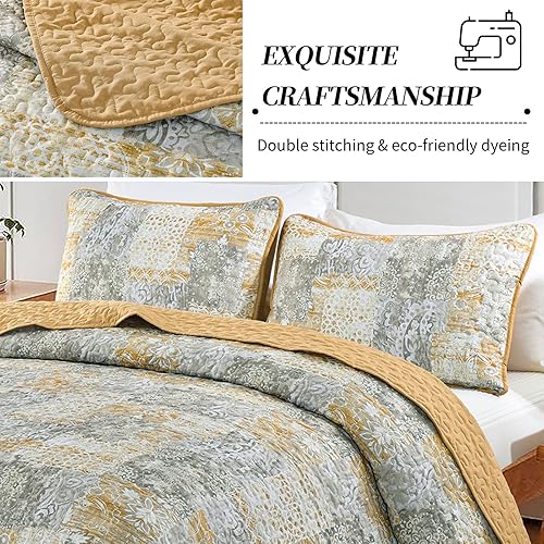 Vista 129 de Mybedsoul - Juego de edredón floral a cuadros color azul aguamarina de 3 piezas tamaño King, bohemio, de microfibra ligera, para todas