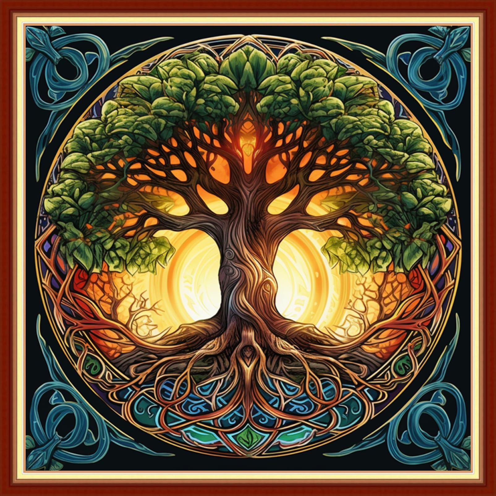 Dooxvey Cross Stitch Kits for Adults Beginners,Full Range of Cross-Stitch Stamped Kits Needlepoint Kits for Beginners Embroidery Kits 11CT Cross Stitch Patterns-Magic Tree 18x18 inch