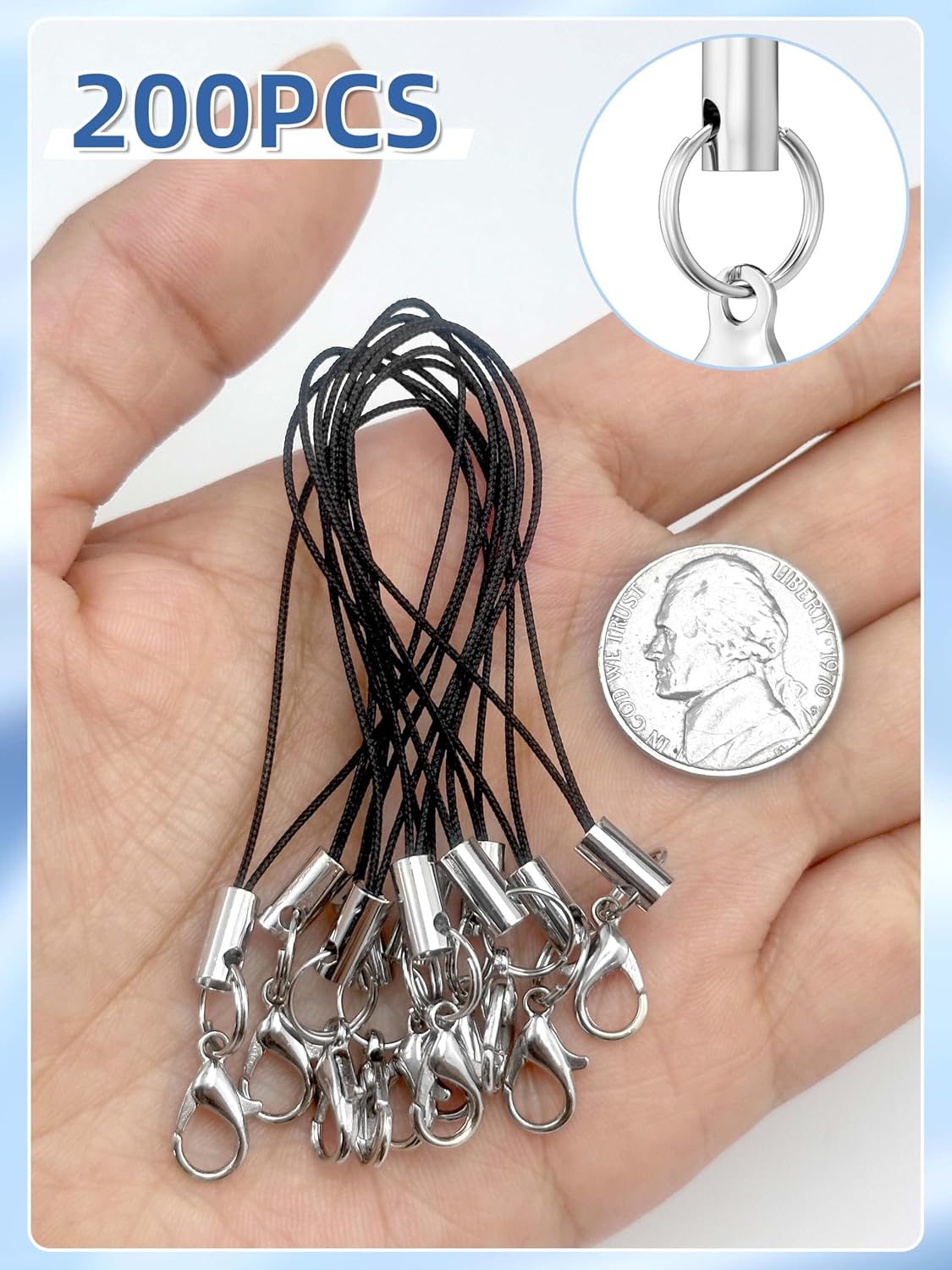 Evnlo Phone Charms Strap with Lobster Clasp,Lanyard Strap Cell Phone Charm for Keychain Clasps, USB Drive DIY Jewelry Mobile Accessories Charms image 5