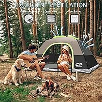Vista 8 de Tents for Camping 4 Person Tent Waterproof Windproof Double Layer Camping Tent, Easy Setup Dome Tent with Large Mesh Windows & Wider Door for