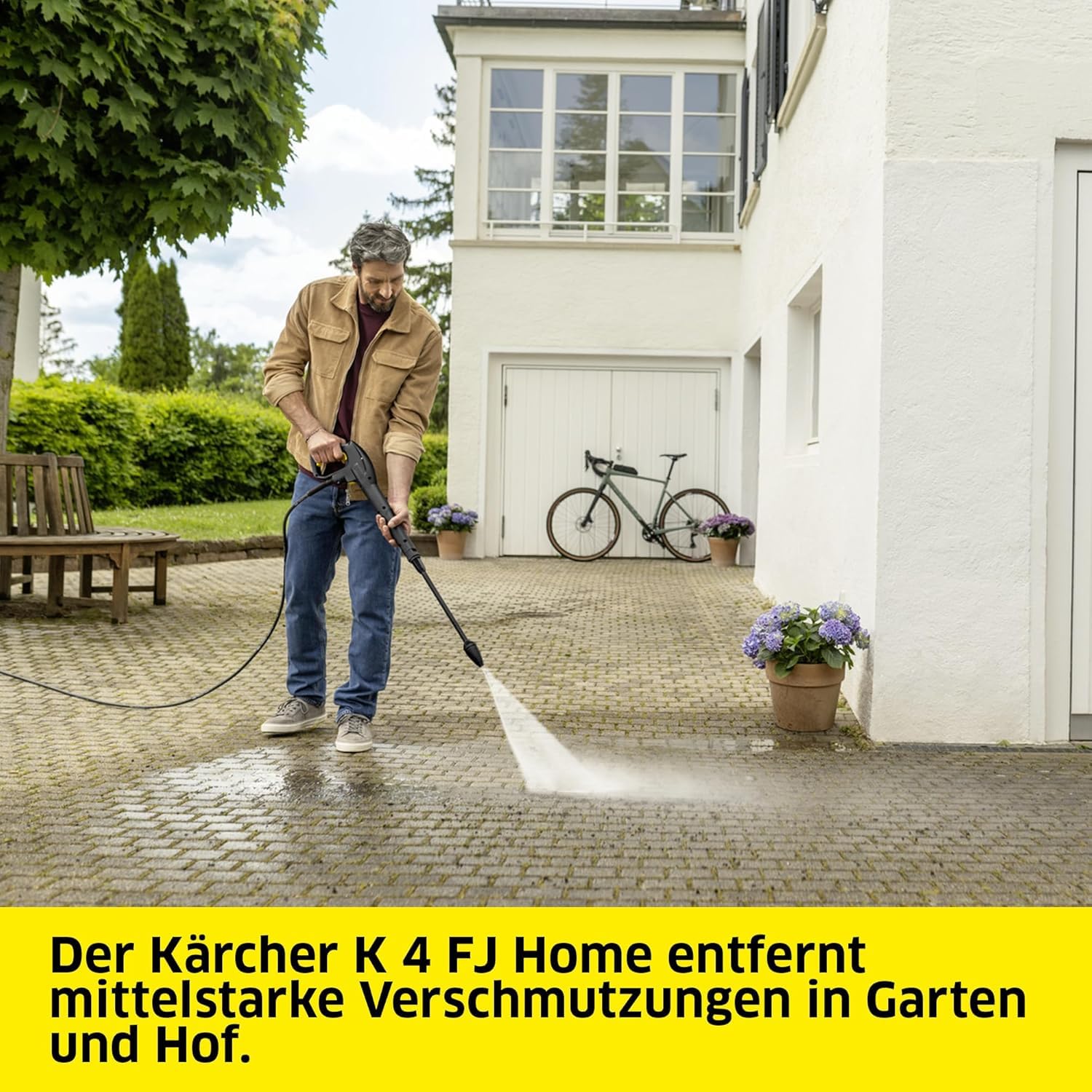 Kärcher Hochdruckreiniger K 4 FJ Home, 130 bar, 420 l/h, 30 m²/h, Wasserfilter, HD-Pistole, Dreckfräser, VPS, Schaumdüse