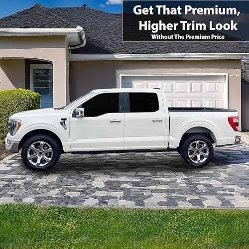 Miniatura 2 de BOGAR TECH DESIGNS Superposición cromada para ventana lateral compatible con Ford F-150 2021-2023, negro brillante