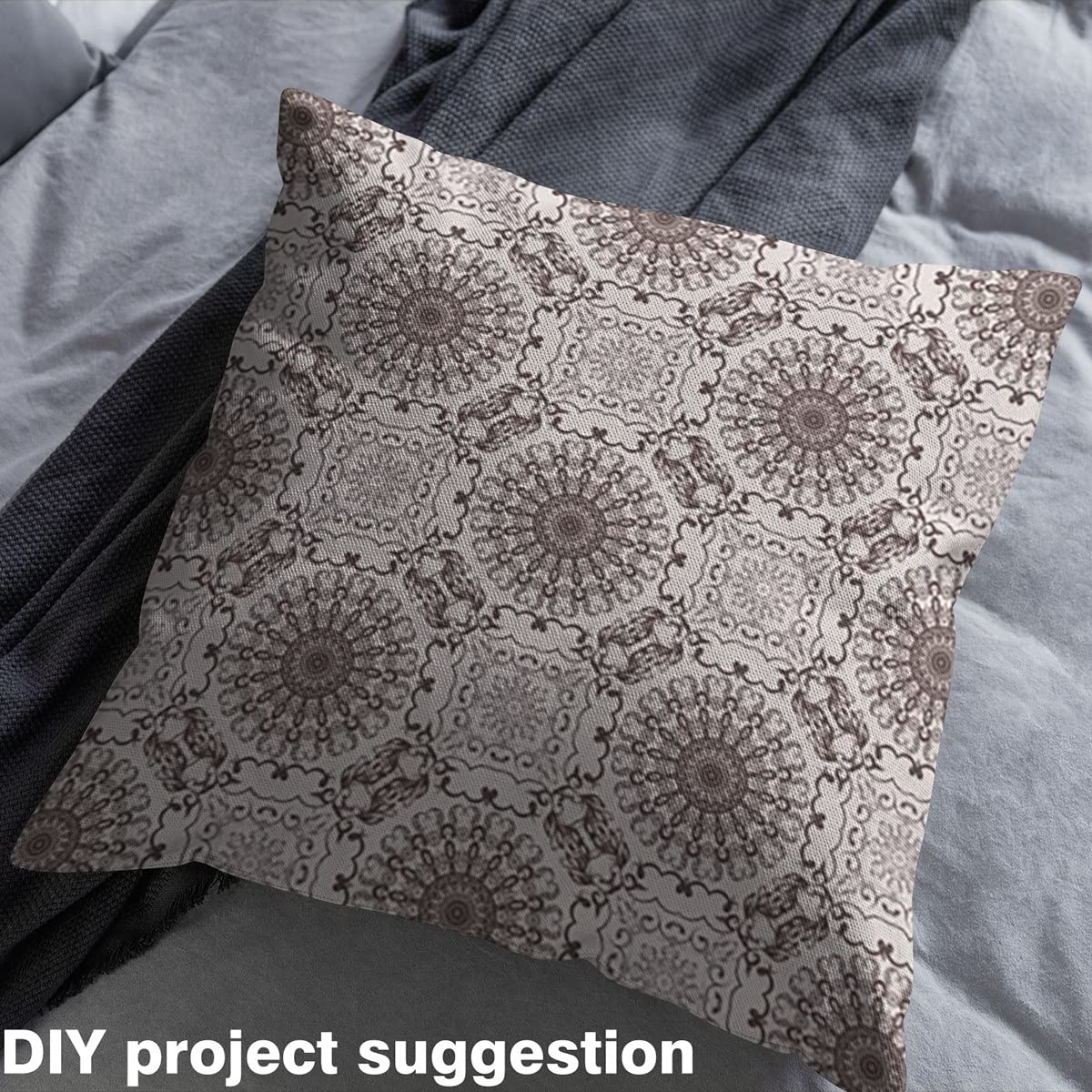 Tela bohemia con mandala para sillas, estilo vintage, tela geométrica floral al aire libre por The Yard, tela de estilo bohemio retro para proyectos de bricolaje en el hogar, 10 yardas, (920 x 150 cm