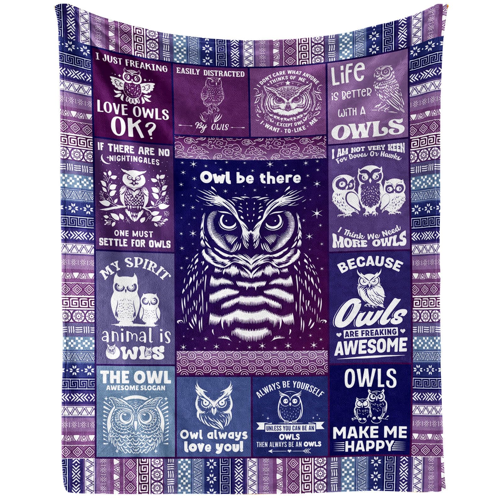 Homieblanket Owl Blanket for Boys Girls, Cute Owl Themed Design Printed Purple Throw Blankets for Kids Lap, Chair Sofa, Warm Soft Cozy Blanket, 40