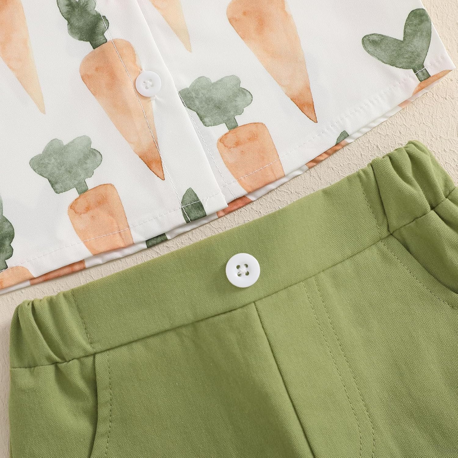 SAYOO Baby Boy Easter Outfit Bunny Short Sleeve Gentleman Button Down Shirts Solid Shorts Toddler Boys Party Bow Tie Suit - Image 6