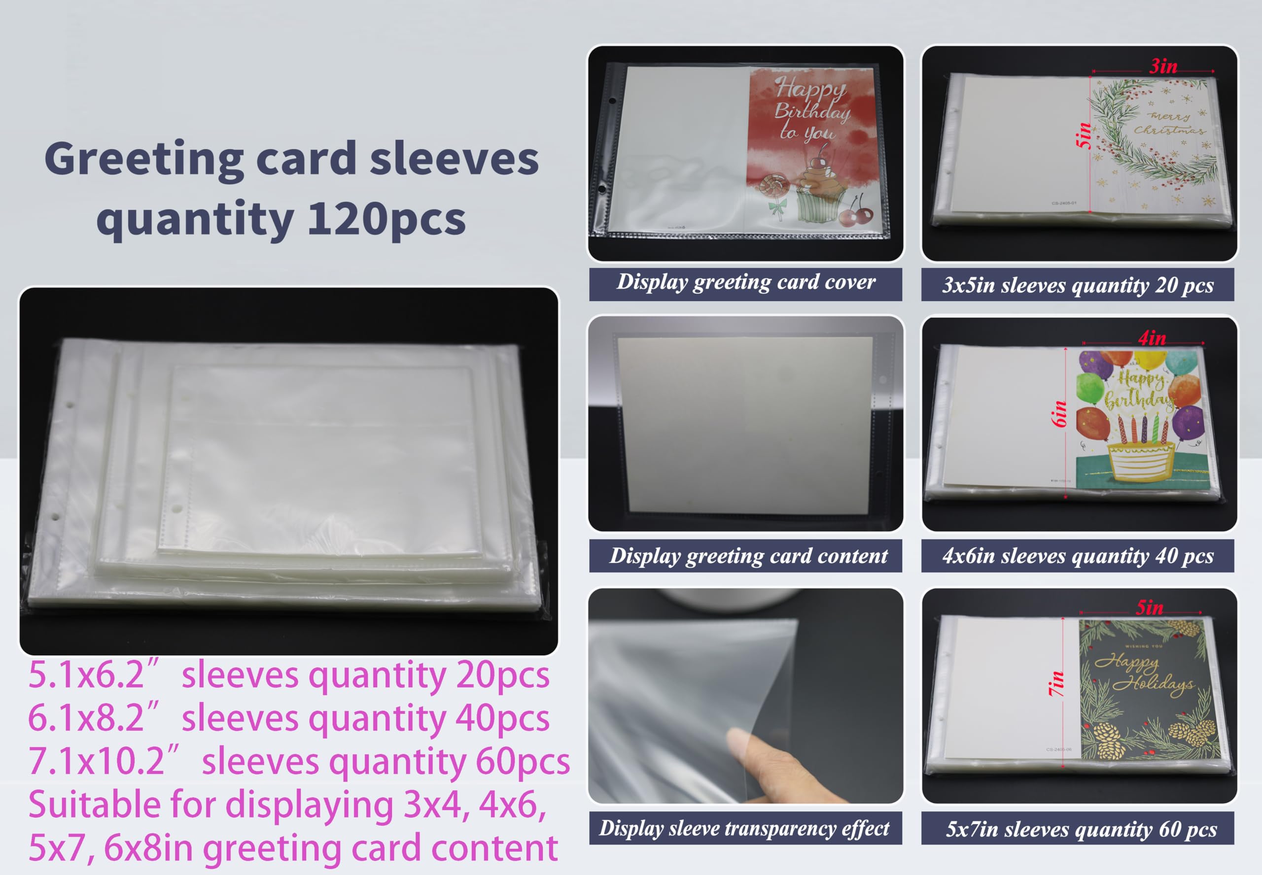Amazon.com: greeting card organizer binder and birthday card holder  book,christmas card photo album,binder for greeting cards with  sleeves,Suitable for 5x7in, 4x6in, 3x5in cards holds 120 cards (black) :  Home & Kitchen